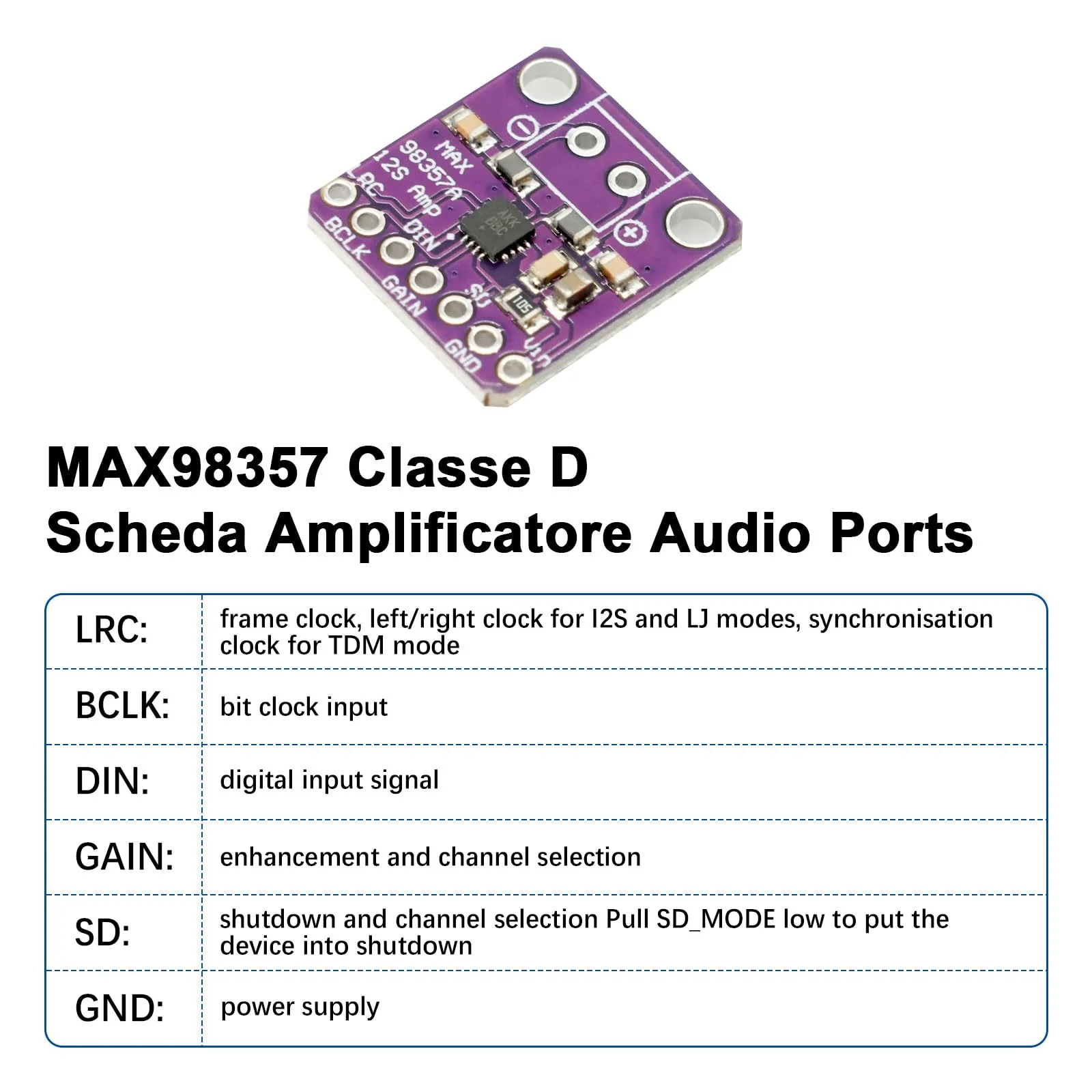 MAX98357 I2S 3W Class D Audio Amplifier Module AYWHP 3 Pieces DAC Decoder Module Audio Board I2S DAC Decoder Breakout Module Filterless Audio AMP Board for Arduino - Image 4