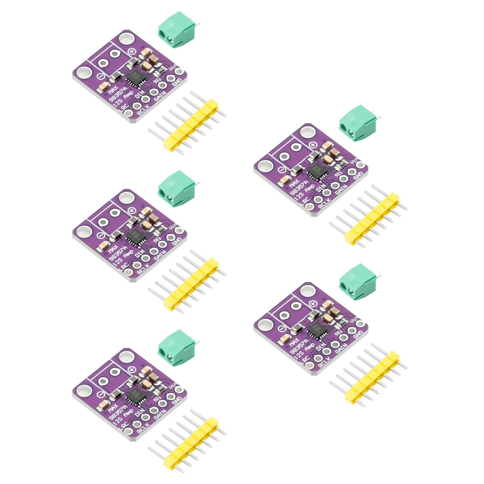 MAX98357 I2S 3W Class D Audio Amplifier Module AYWHP 5 Pieces DAC Decoder Module Audio Board I2S DAC Decoder Breakout Module Filterless Audio AMP Board for Arduino