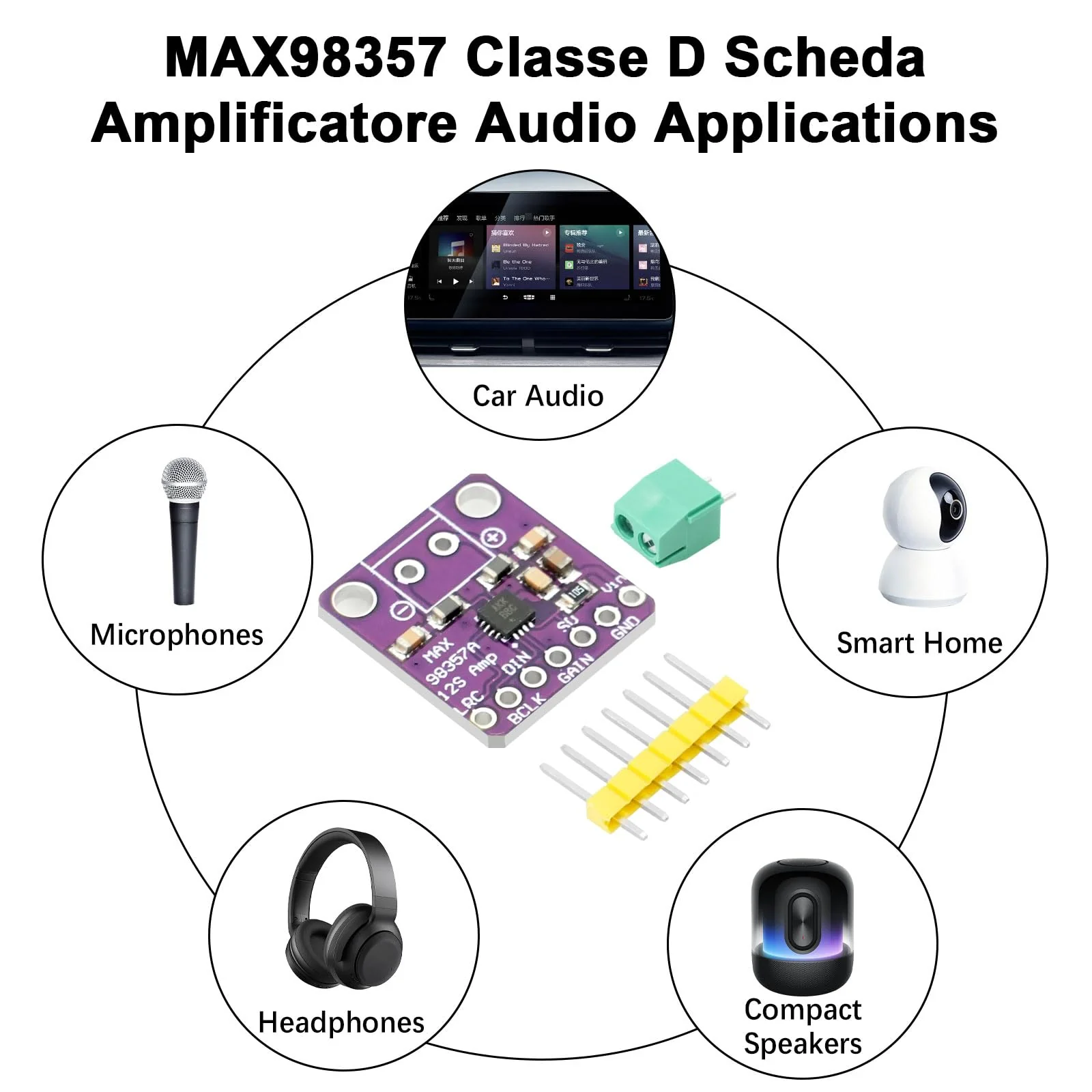 MAX98357 I2S 3W Class D Audio Amplifier Module AYWHP 5 Pieces DAC Decoder Module Audio Board I2S DAC Decoder Breakout Module Filterless Audio AMP Board for Arduino - Image 7