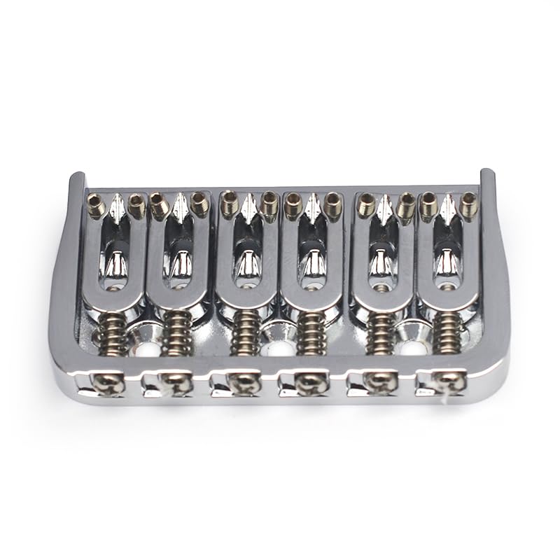 MAXCHEER 6 String Guitar Fixed Bridge 72.8x38MM-10.6– Metal Hardtail Bridges Replacement Part for Electric Guitar (Chrome, 72.8mm) Chrome - Image 5