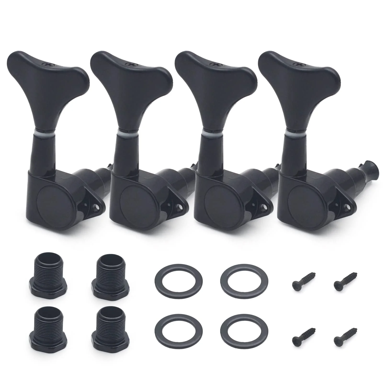 MAXCHEER Guitar Bass Tuners Bass Guitar Tuning Keys,Ratio Headstock Sealed Machine Head Replacement for Electric Jazz Bass or Precision Instruments 1:19(4R) black