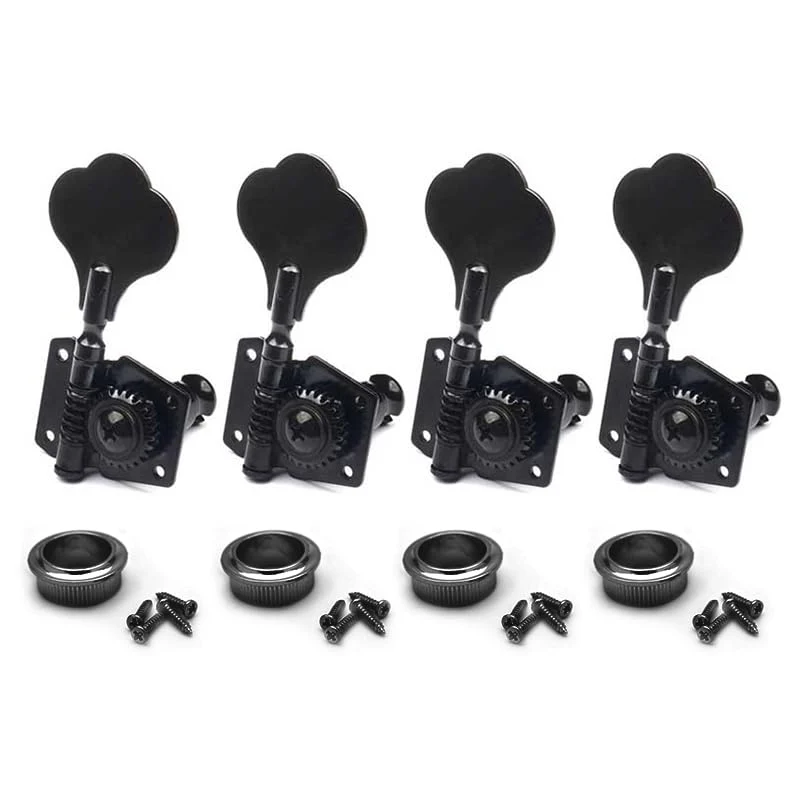 MAXCHEER Guitar Bass Tuners Bass Guitar Tuning Keys,Ratio Headstock Sealed Machine Head Replacement for Electric Jazz Bass or Precision Instruments 1:24 (4R) black