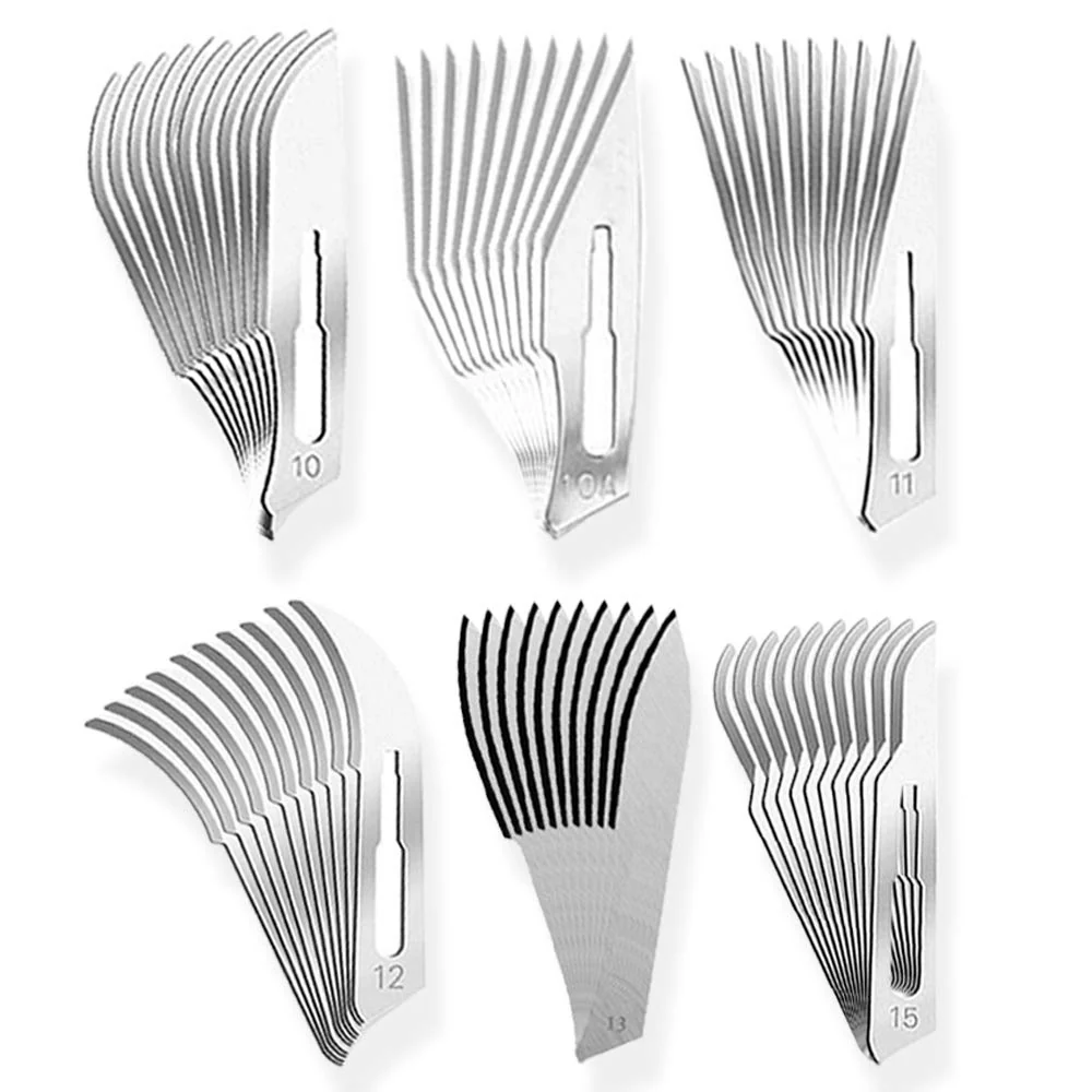 May Set of 60 Sterile Disposable Scalpel Blades - Sample Set Fig. 10-15 Carbon Steel - Precision Blades for Crafts, Model Making, Foot Care, Dermaplaning - Fits Handle No.3