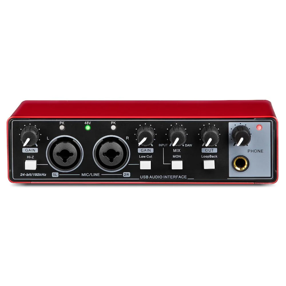 MB28 USB Audio Interface for PC & Mac: 2x2 Guitar & Recording, 24Bit/192kHz, 48V Phantom Power for Podcasting & Music Production
