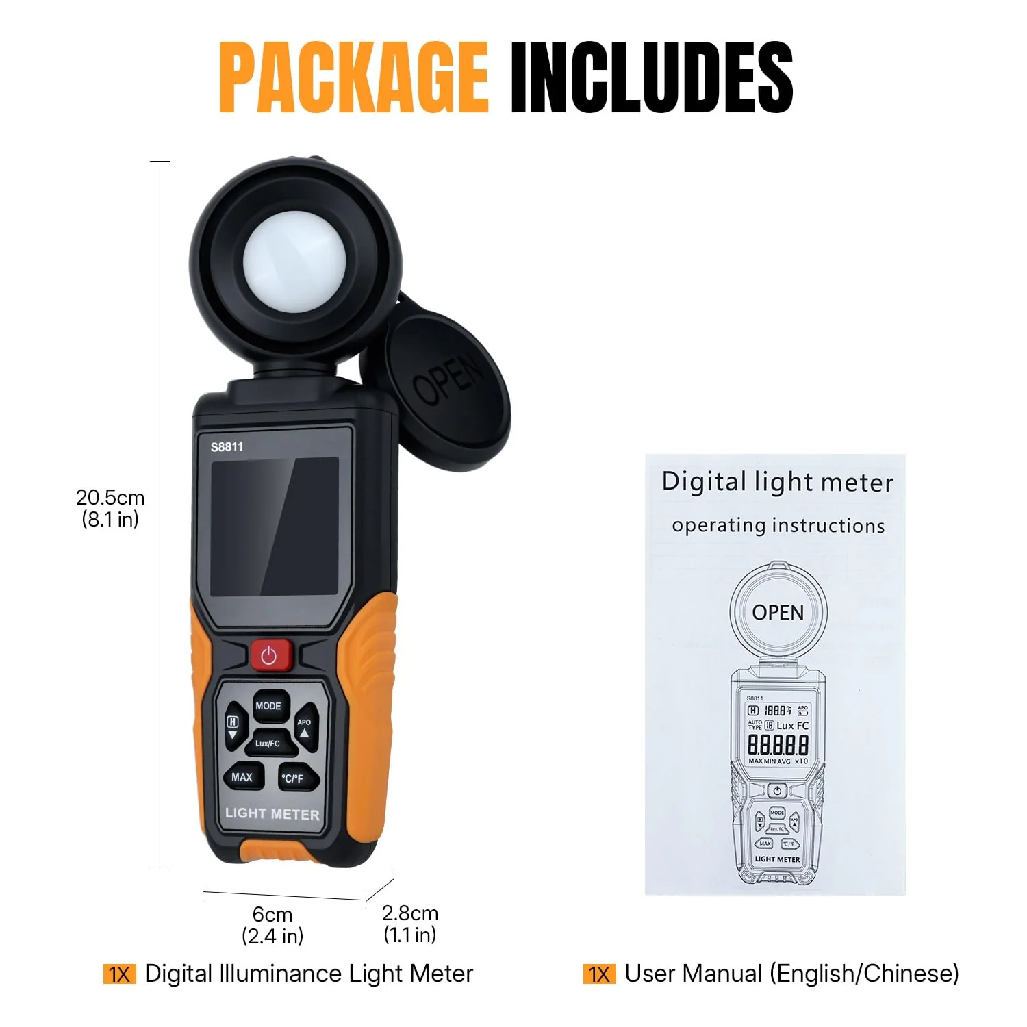 Mcbazel Digital Light Meter with HD Color Screen, 270° Rotatable Head & Fast 8X/s Sampling – High-Precision Illuminance Meter (200,000 Lux/FC) for LED Grow Lights, Plants, Photography & Lumen Testing - Image 9