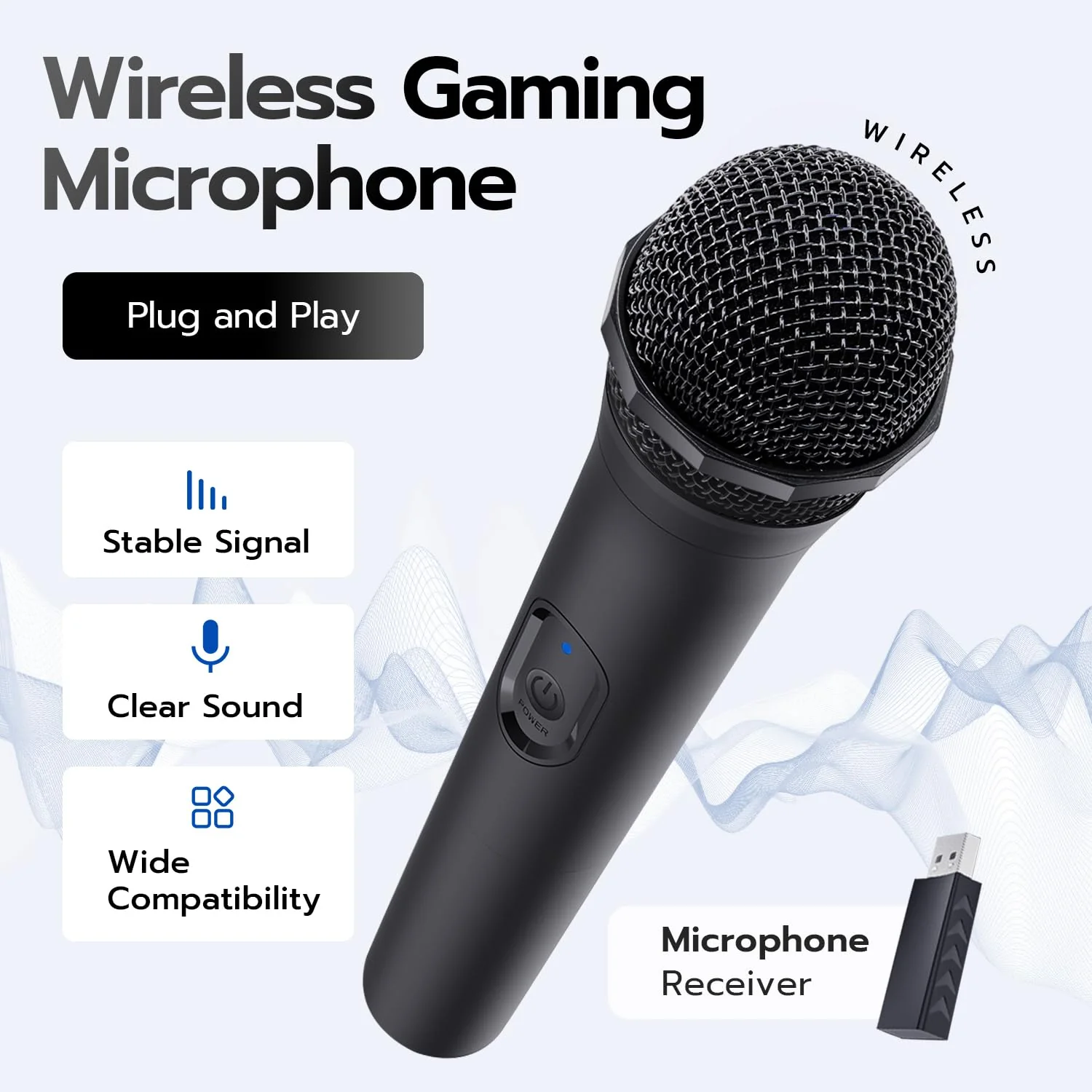 Mcbazel Wireless USB Gaming Microphone Compatible with Xbox Series X/S, PS5, Switch OLED, NS Switch/Switch2, PC, PS4, PS3, PS2, Xbox One X/S, Xbox One, Xbox 360, Wii 1 Pack - Image 2