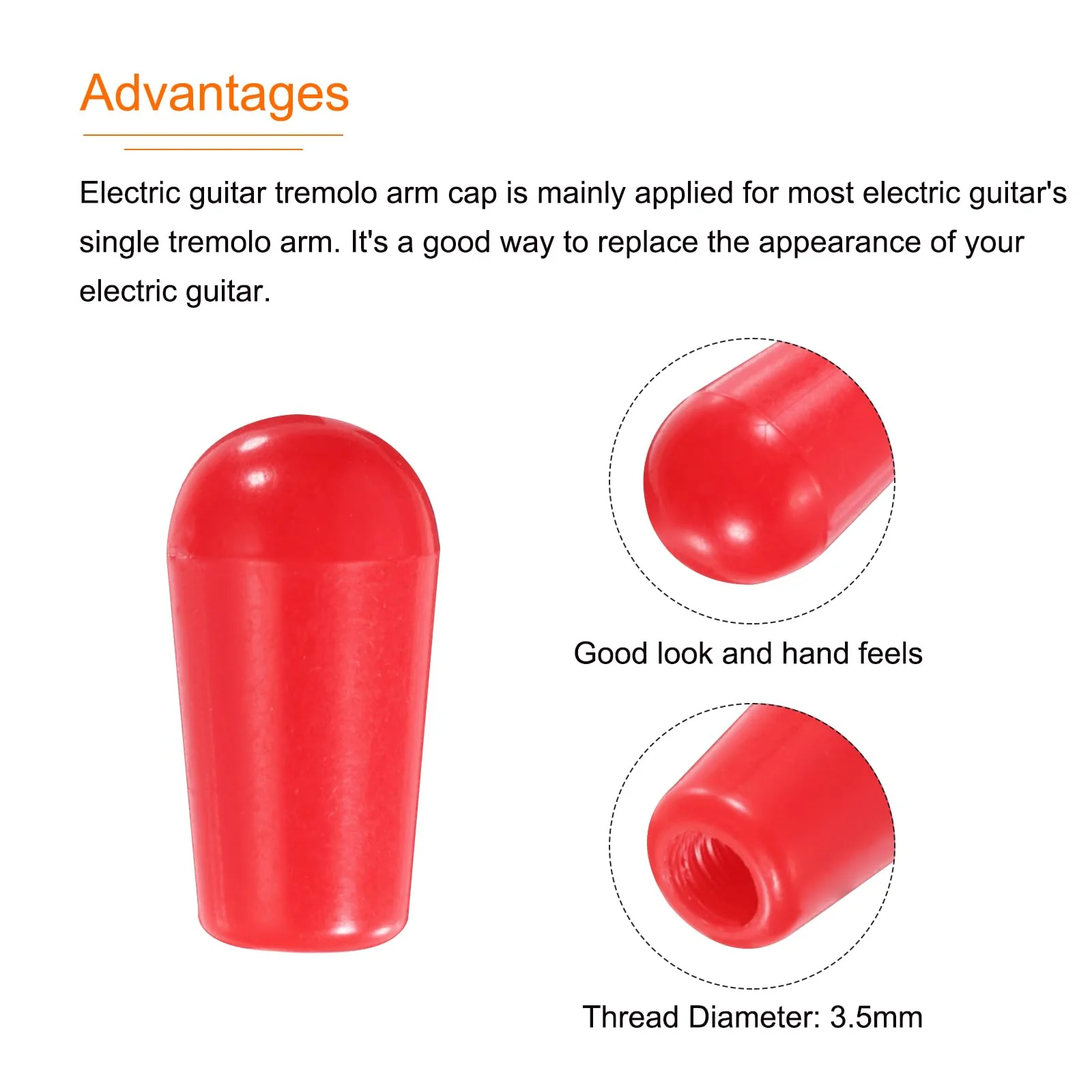 MECCANIXITY 2Pcs Guitar 3 Way Pickup Switch Tip M3.5 Plastic Toggle Switch Knobs for LP Electric Guitar, Red - Image 4
