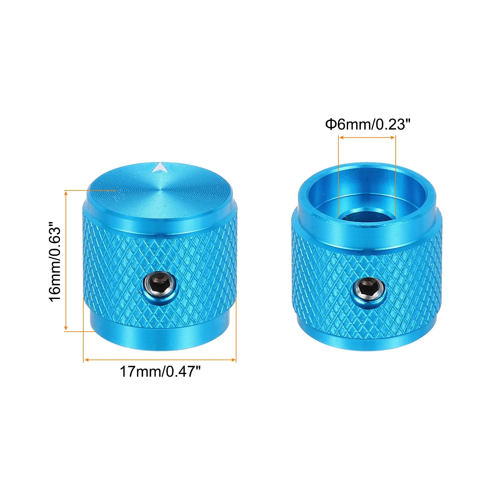 MECCANIXITY 4 Pcs Aluminium Potentiometer Knobs, 1/4" (6mm) Universal Volume Tone Control Knobs with Arrow Indicator for Guitar, 5/8" Blue - Image 2
