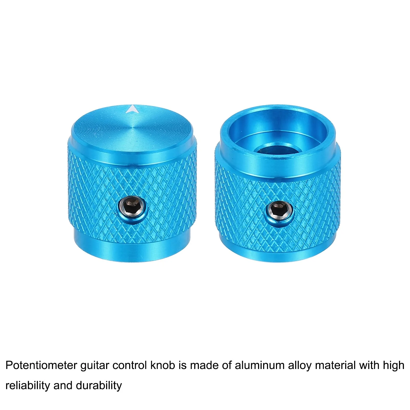 MECCANIXITY 4 Pcs Aluminium Potentiometer Knobs, 1/4" (6mm) Universal Volume Tone Control Knobs with Arrow Indicator for Guitar, 5/8" Blue - Image 4