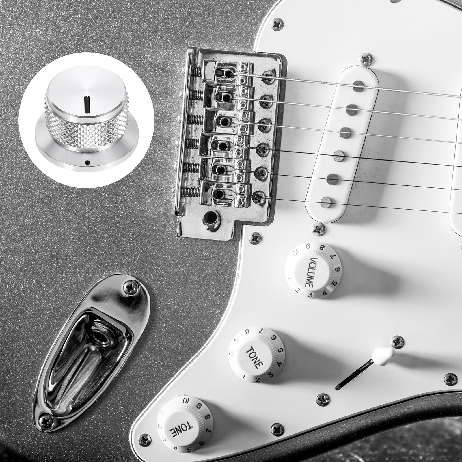 MECCANIXITY 4Pcs Aluminium Knurled Potentiometer Knobs 1/4" Volume Tone Control Top Hat Knob for Guitar Instruments Audio Mixer Amplifier Silver 4 - Image 5