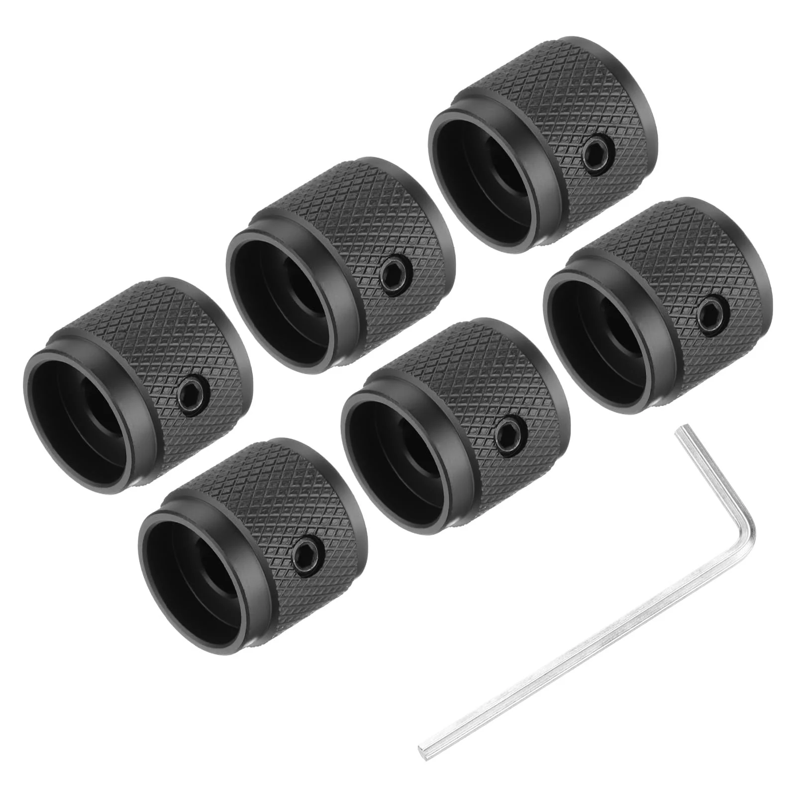 MECCANIXITY 6PCS Guitar Knobs Metal, Volume Tone Control Dome Knobs 1/4" x 5/8" Potentiometer Knobs with Set Screw for Electric Guitar Bass, Black