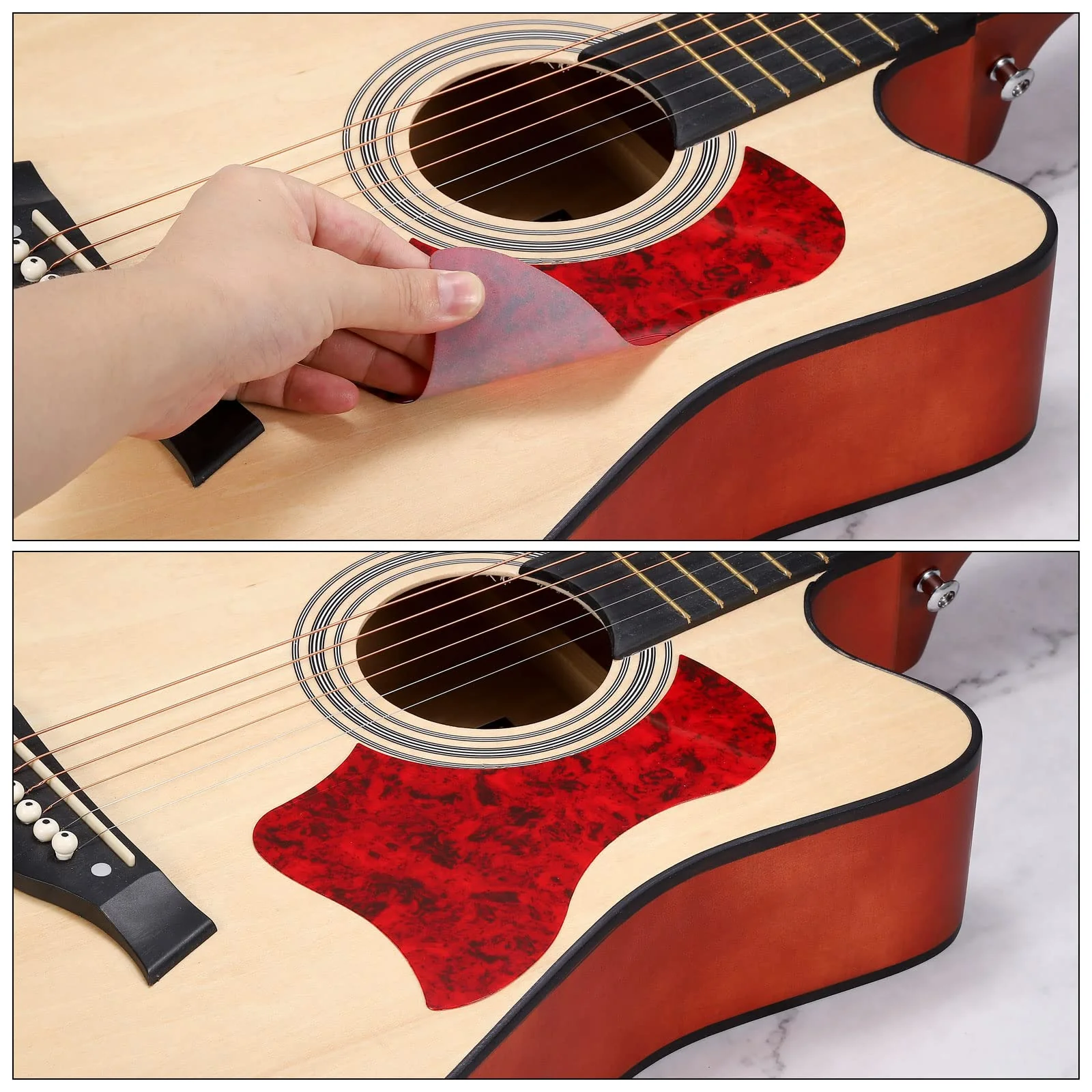 MECCANIXITY Acoustic Guitar Pickguard Fit 41 Inch Self Adhesive Right Handed Acoustic-Electric Guitar Parts Water Drop Shape White - Image 5
