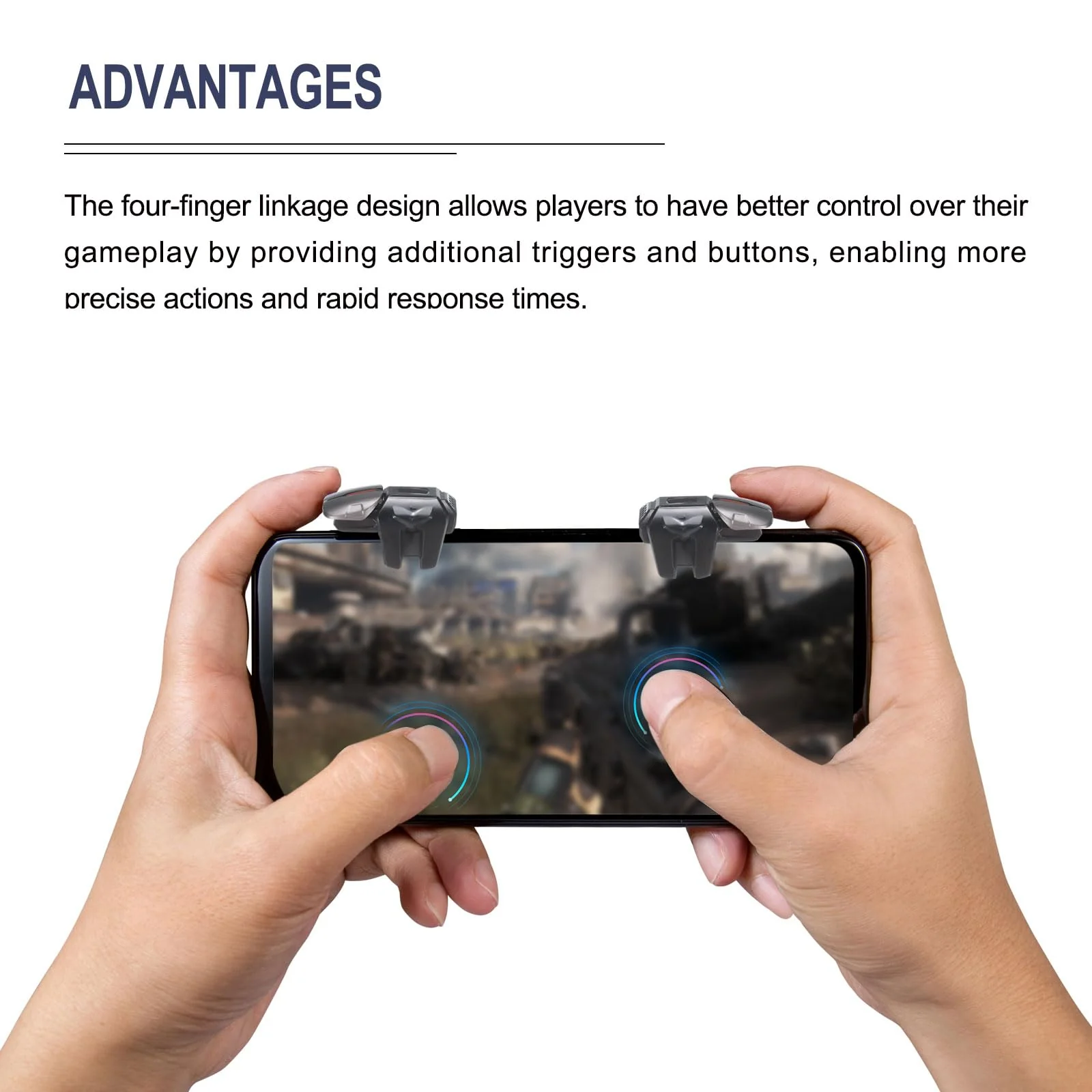 MECCANIXITY Gaming Triggers Mobile Game Controller G21 Six-Finger Linkage Aim & Fire Keys Button High Sensitive for 4.7-6.5 Inch Cell Phone with 4 Finger Gloves - Image 5