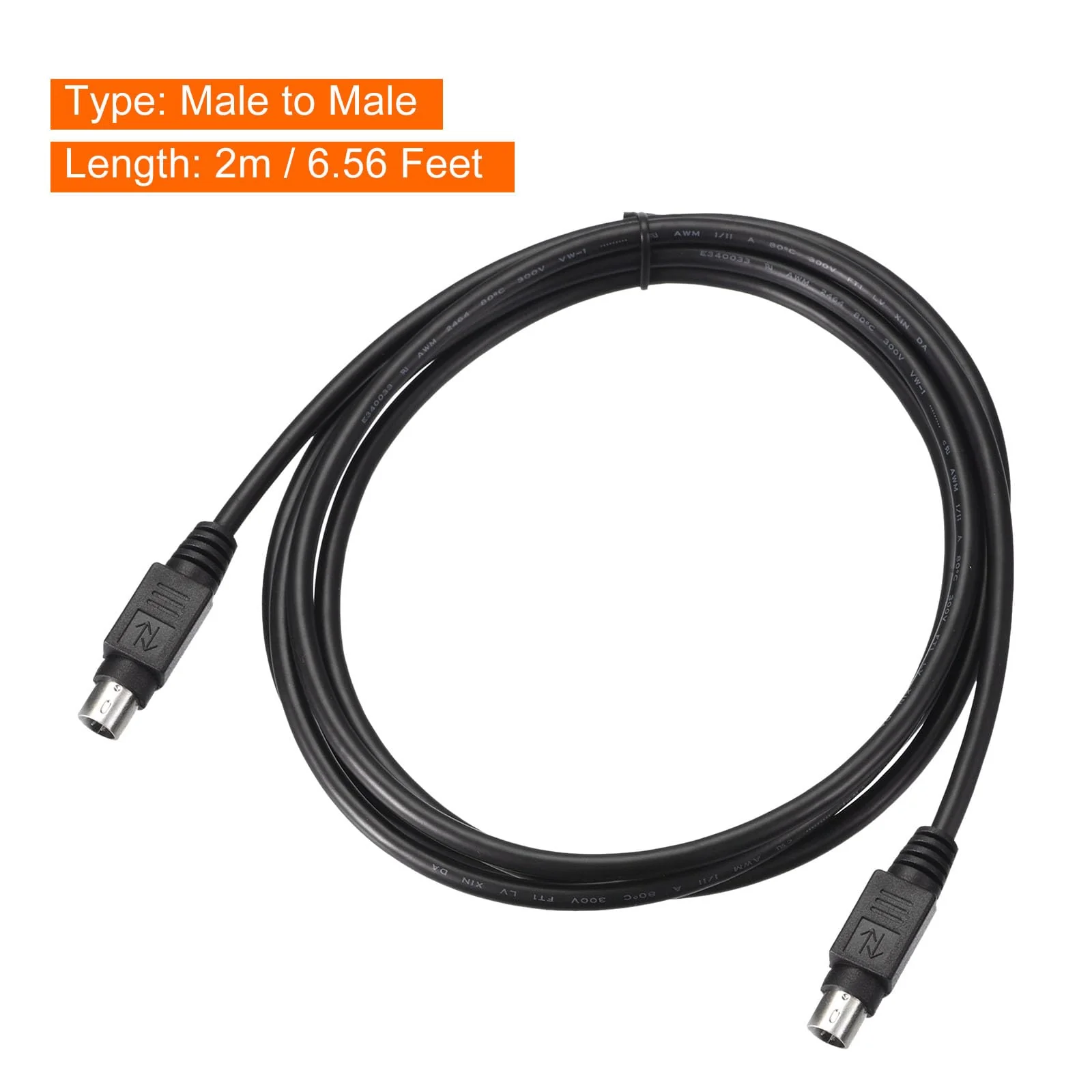 MECCANIXITY PS/2 Mouse and Keyboard Extension Cable 6 Pin 6.56 Feet Male to Male for PC Black - Image 2