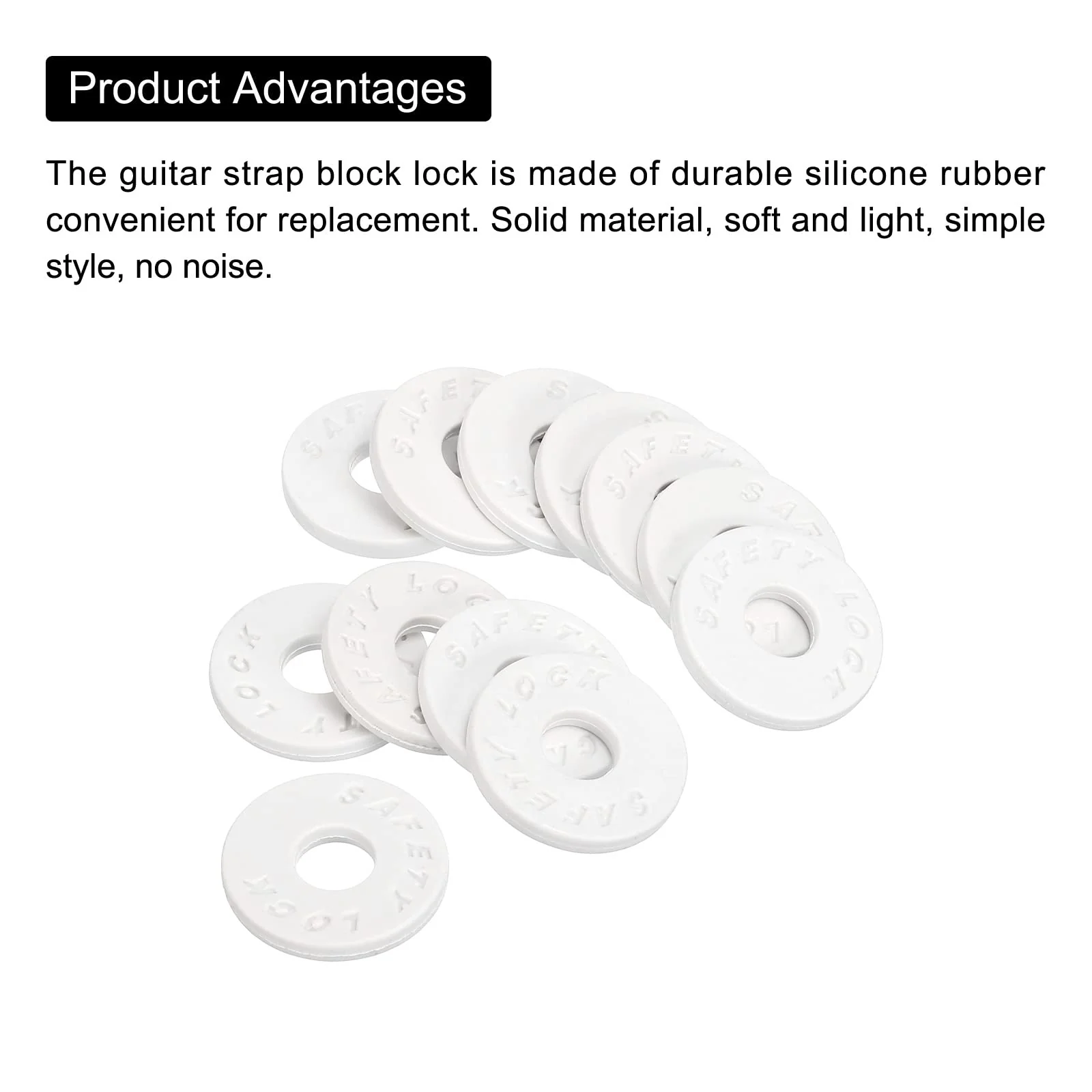 MECCANIXITY Strap Blocks Silicone Rubber Strap Block White, for Guitar Strap Button, Pack of 4 - Image 4