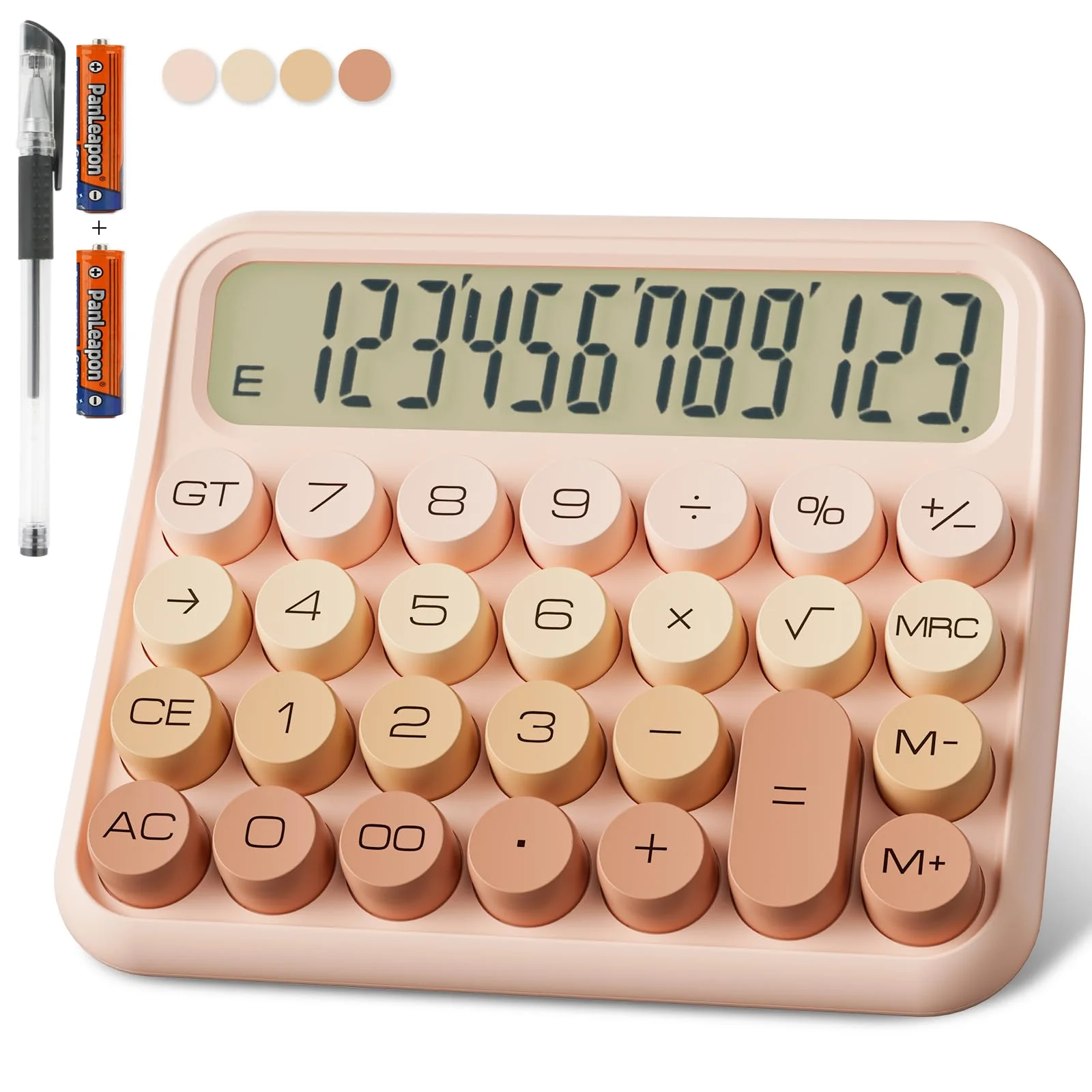 Mechanical Calculator 12 Digit Extra Large 5-Inch LCD Display, DECKLIT Battery Desk Calculator, Big Buttons Easy to Press Office Calculators Desktop, 15°Tilt Screen for Kids Calculator(Gradient Pink) Gradient Pink