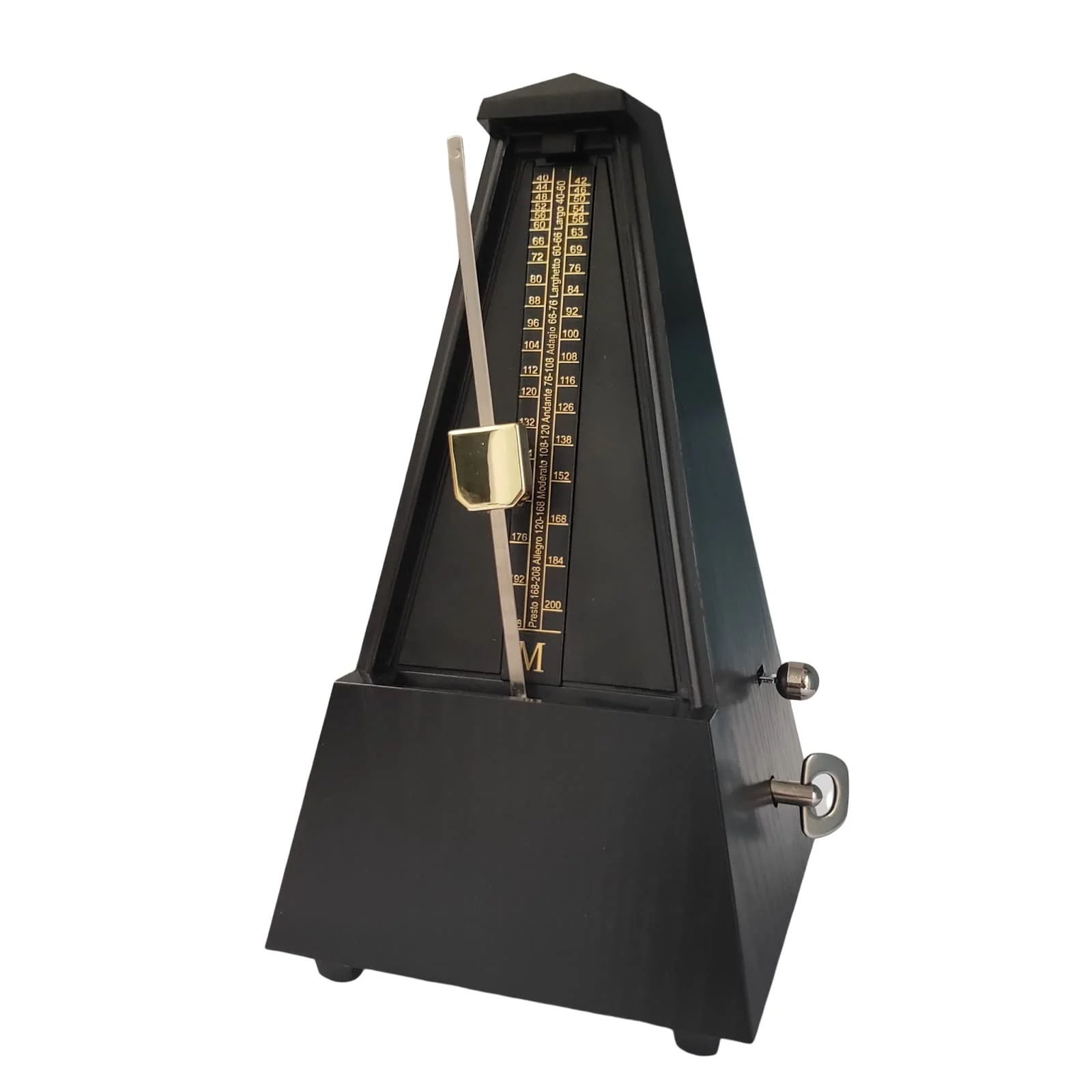 Mechanical metronome, universal music timer for piano, guitar, drums, violin and saxophone musicians, pyramid-designed DPM-1 music metronome, ebony color