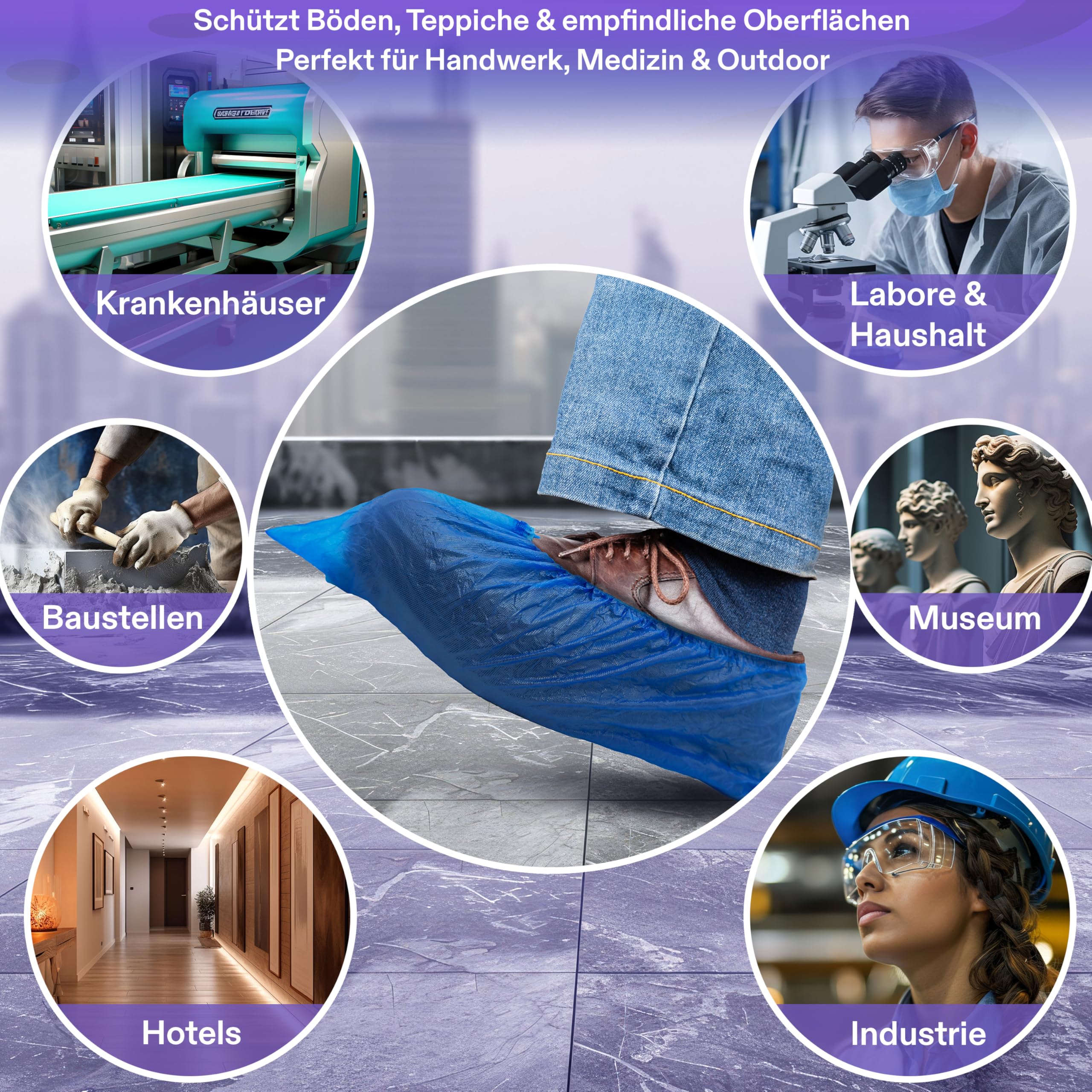 Medimex Disposable Shoe Covers, Blue, 15 x 36 cm, Pack of 200, Latex-Free, Waterproof, Non-Slip, CPE Material, Ideal for Medicine, Crafts, Household and Outdoor Protection - Image 3