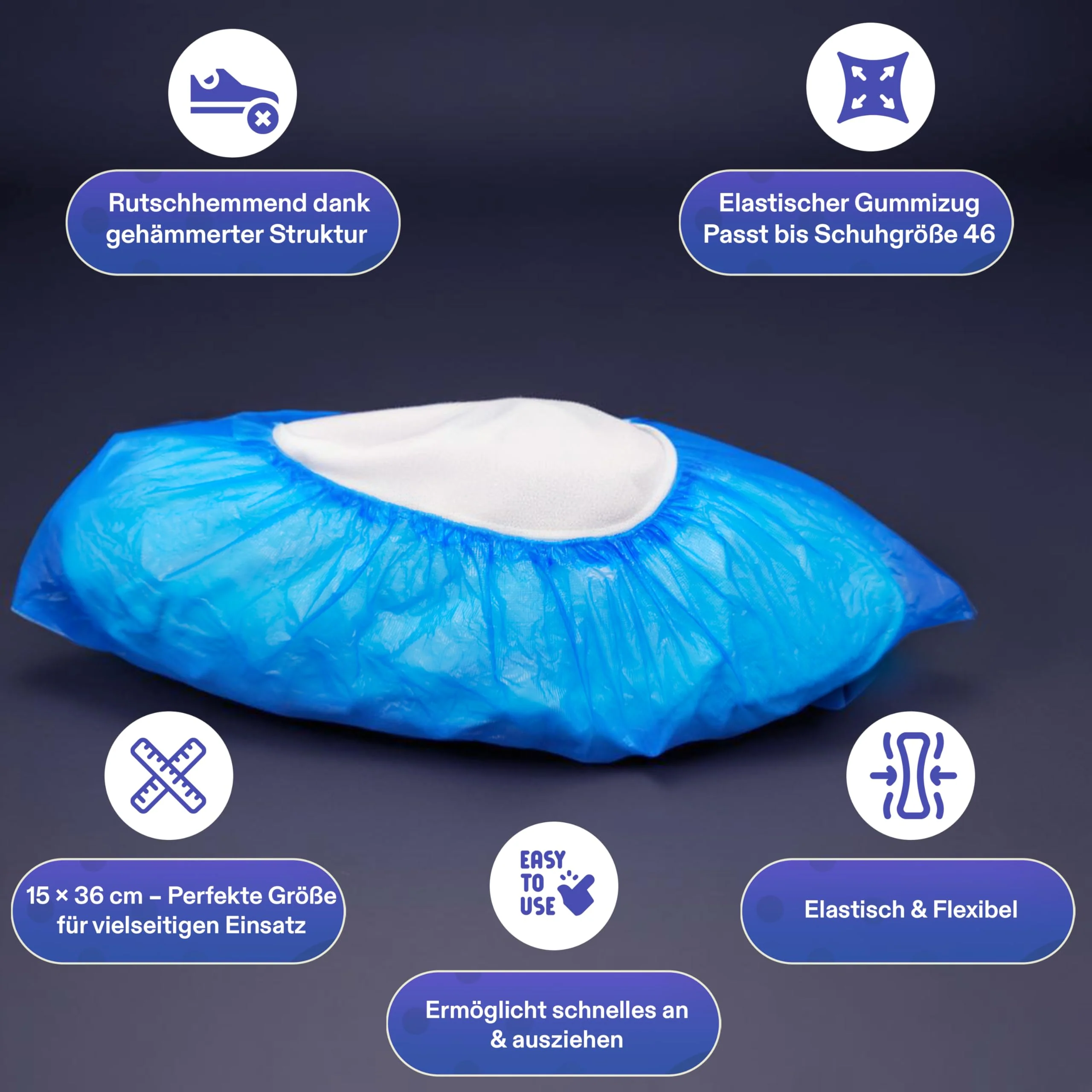 Medimex Disposable Shoe Covers, Blue, 15 x 36 cm, Pack of 200, Latex-Free, Waterproof, Non-Slip, CPE Material, Ideal for Medicine, Crafts, Household and Outdoor Protection - Image 4