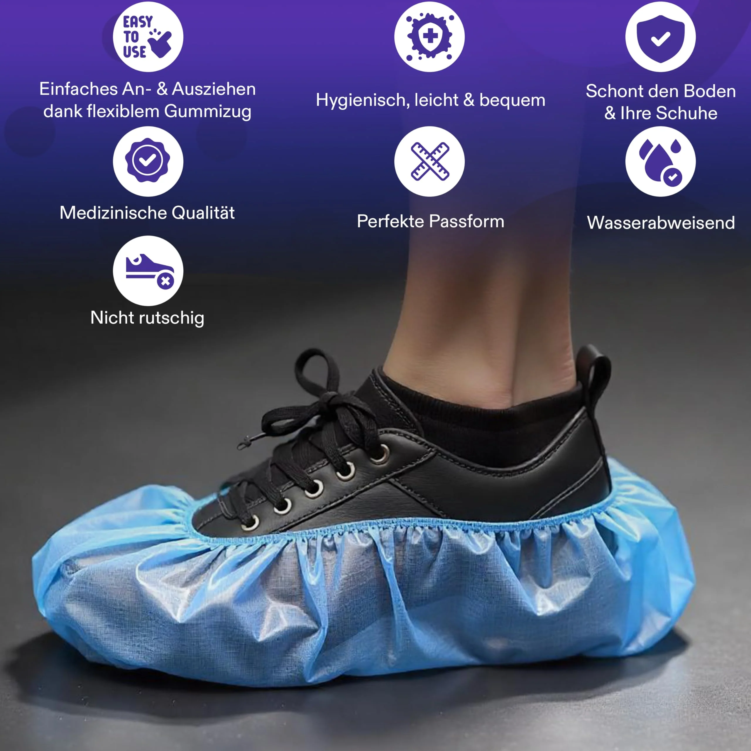 Medimex Disposable Shoe Covers, Blue, 15 x 36 cm, Pack of 200, Latex-Free, Waterproof, Non-Slip, CPE Material, Ideal for Medicine, Crafts, Household and Outdoor Protection - Image 7