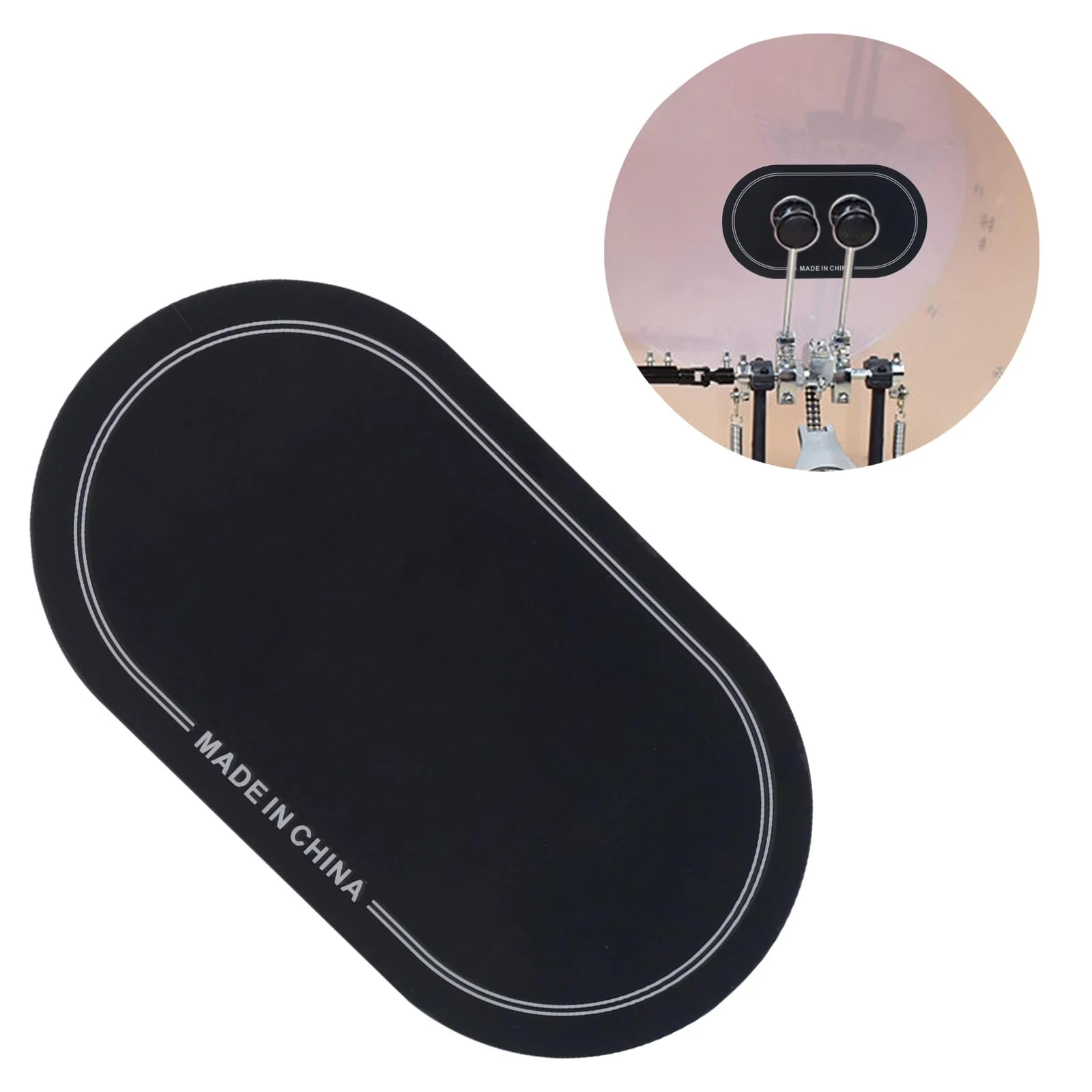MEELYHOMEZQA 2pcs Single/Double Pedal Drum Patches Skin Replacement Self-Adhesive Drumhead Patchs Protector for Kick Bass Durm Parts, 18*10cm - Image 4