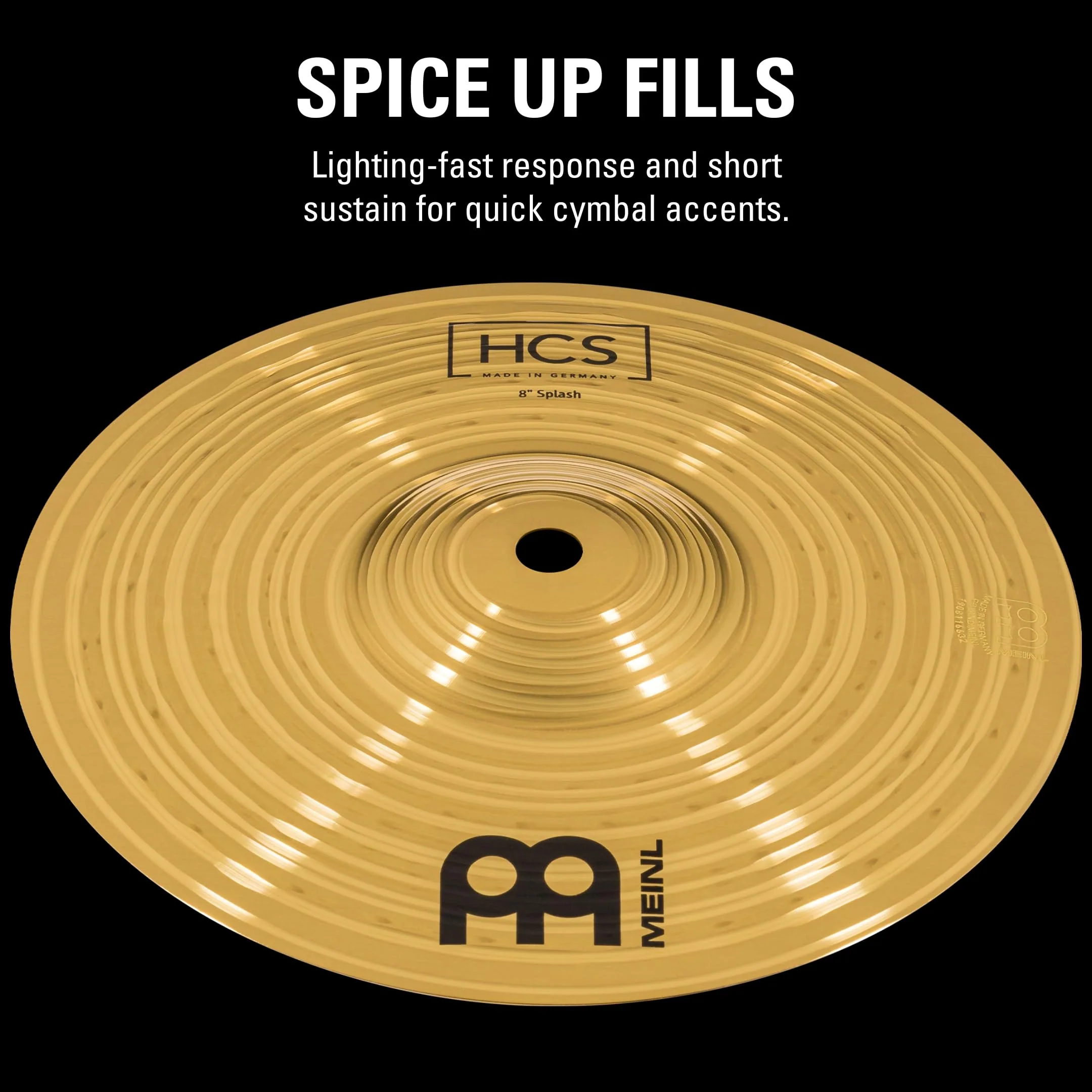 Meinl Cymbals HCS 8" Splash Cymbal for Drum Set — Made in Germany — Traditional Medium, 2-Year Warranty, MS63 Brass Alloy, (HCS8S) 8" - Image 2