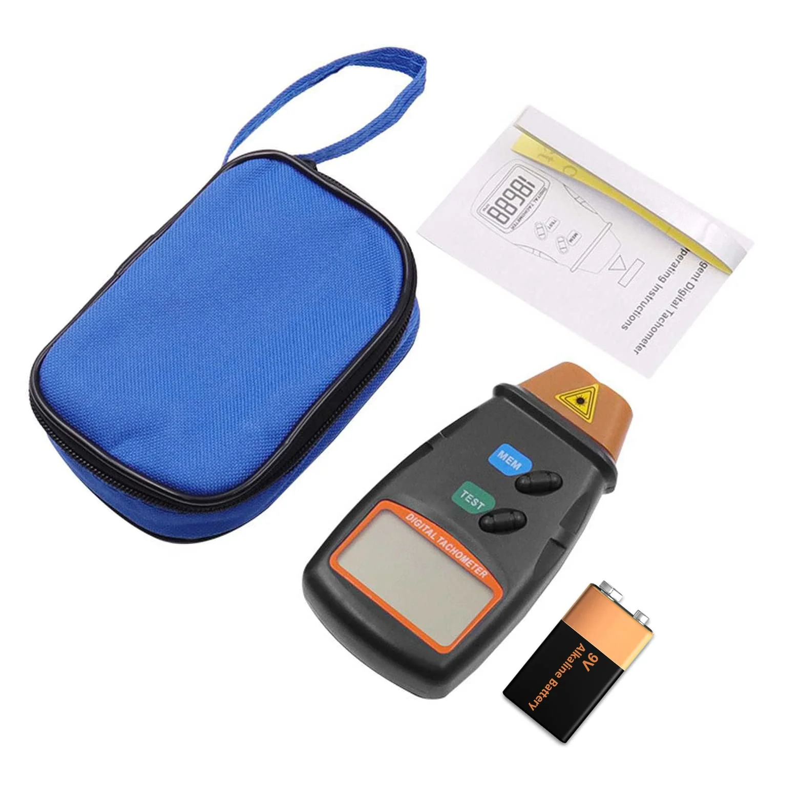 Mengshen Digital Tachometer, Non Contact Laser Photo Tach 2.5-99999 RPM Rotation Speed Meter Gauge Measurement with Reflective Tape (9V Battery Included) - Image 7
