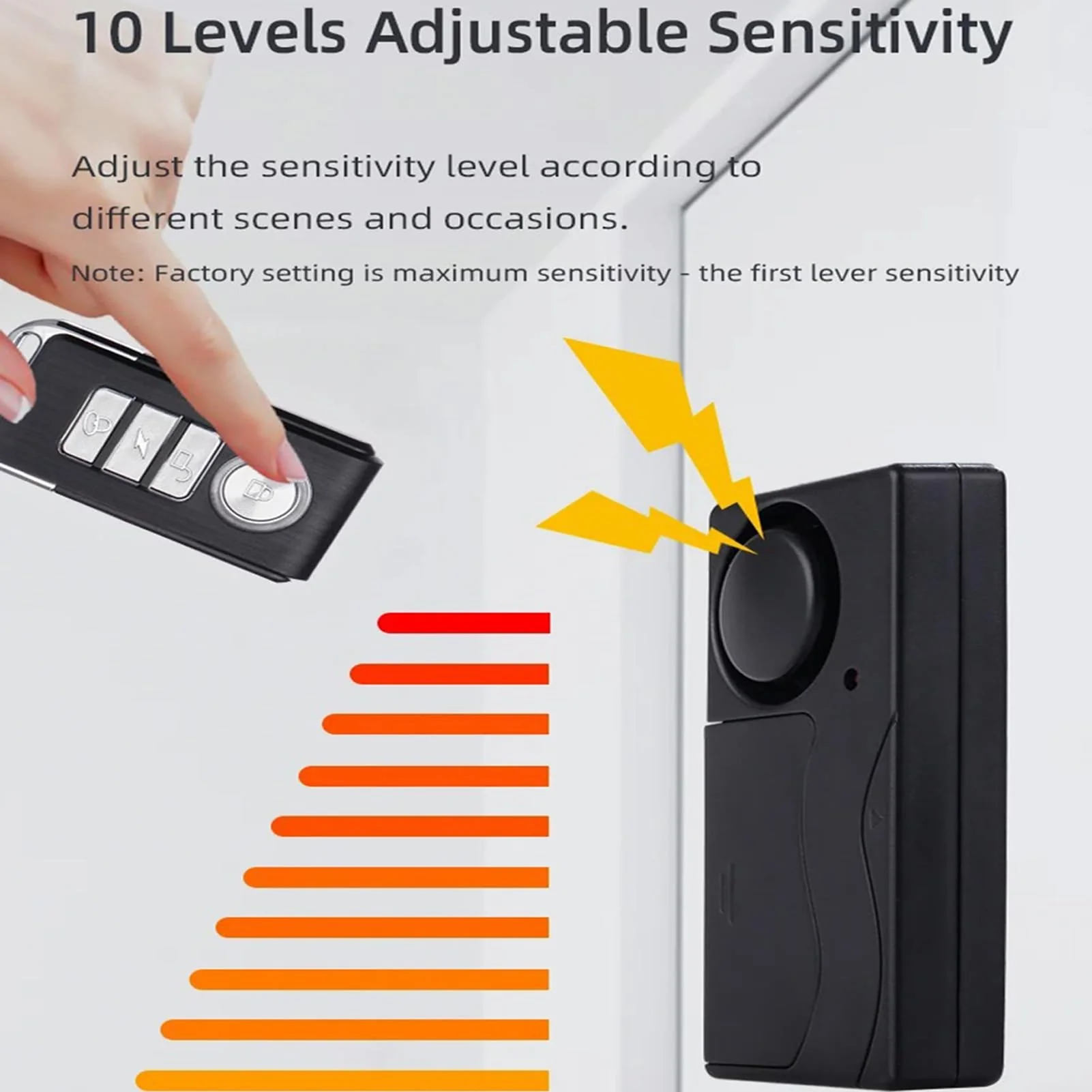 Mengshen Wireless Anti Theft Vibration Door Window Alarm Motion Sensor with 2 Remote Control Burglar Alarm for Bicycle EBikes Scooter Car 110dB Loud (4 Sensors with 2 Remote Control) - Image 4
