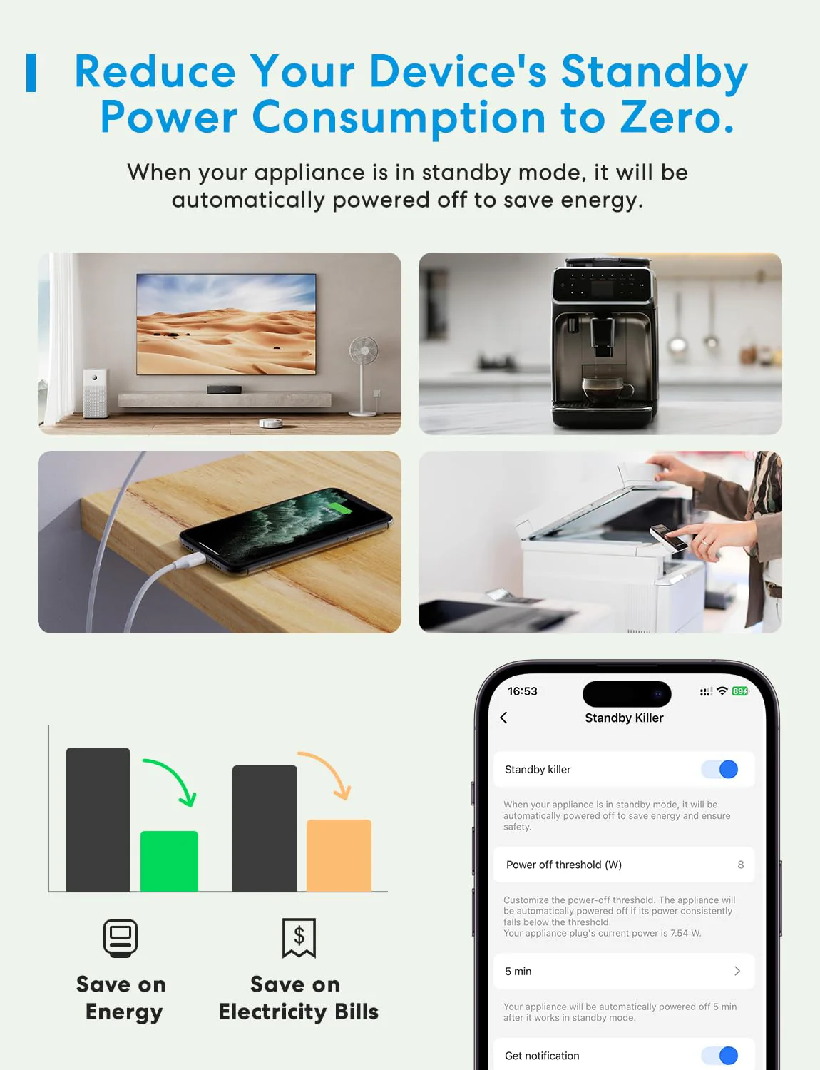 Meross Smart Socket with Current Measurement 16 A, Bluetooth WLAN Socket with Timer, Voice and Remote Control, Electricity Meter for Balcony Power Plant, Works with Alexa, Google Home, Pack of 2 WiFi socket with current measurement 2St. - Image 4