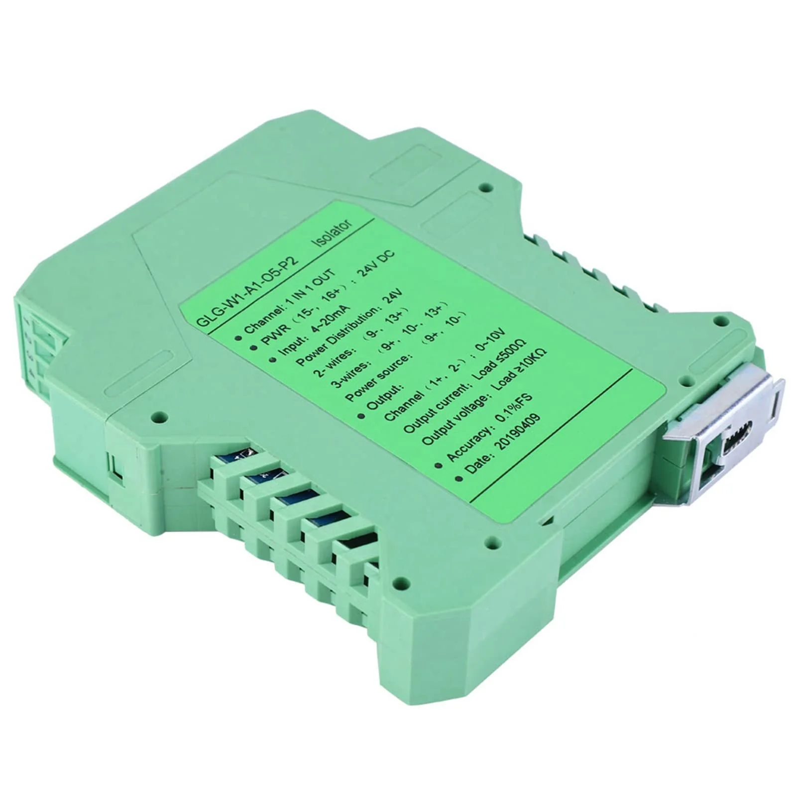messumformer 4-20mA to 0-10V Converter, Transmitter 4-20mA PLC Detect Conditioner DC 24V Current Isolator (One in One Out) - Image 2