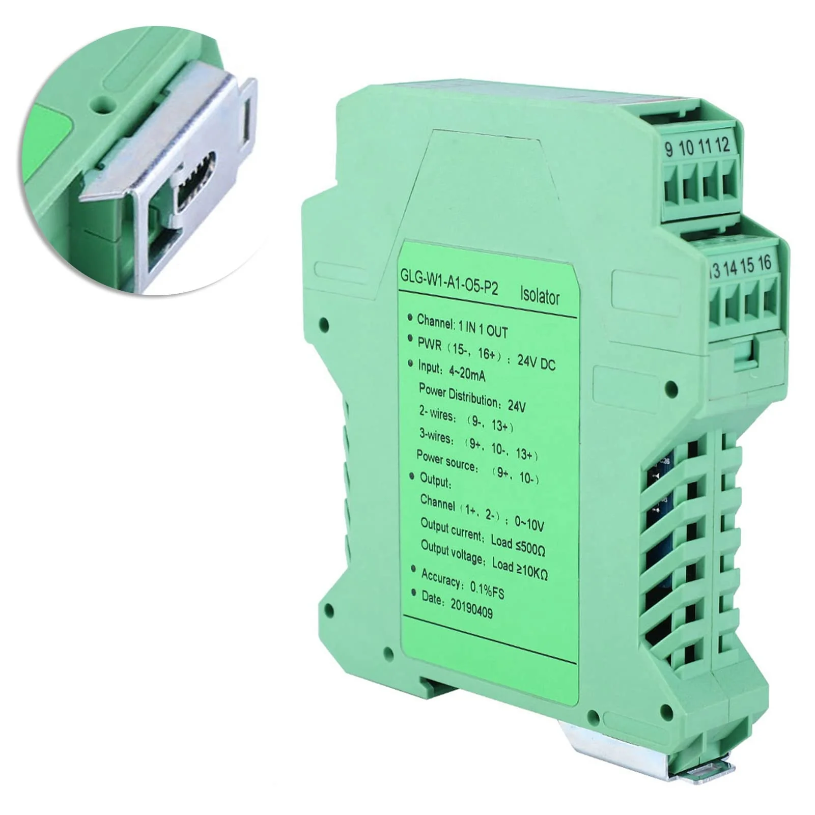 messumformer 4-20mA to 0-10V Converter, Transmitter 4-20mA PLC Detect Conditioner DC 24V Current Isolator (One in One Out) - Image 6