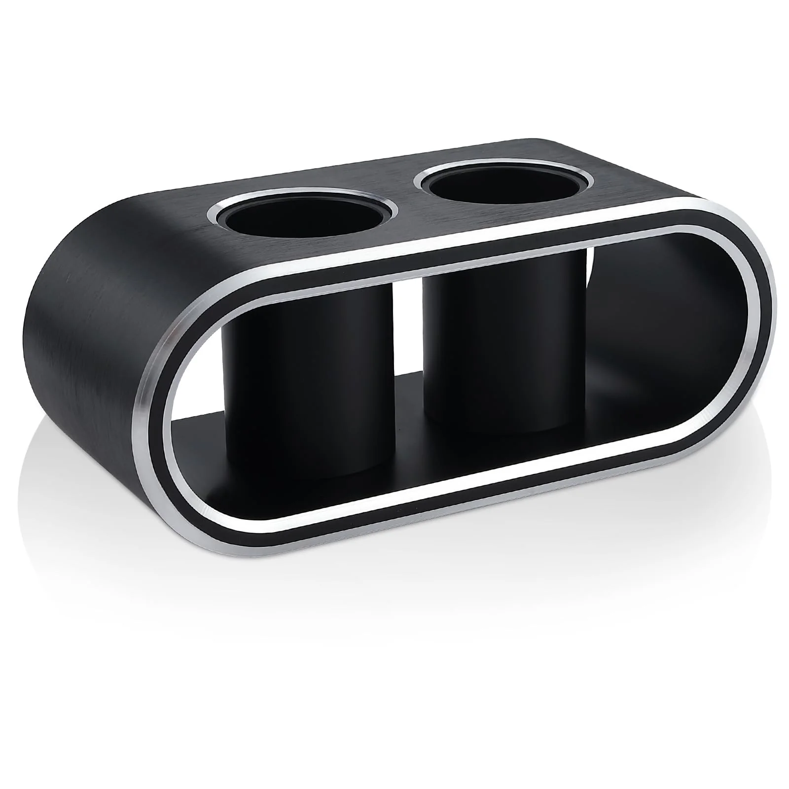 Metal Aluminum Alloy Desktop Microphones Storage Holder, Stand Support Base For Wireless Microphones, Fashionable Tabletop Mics Organizer (M, Brushed black) M