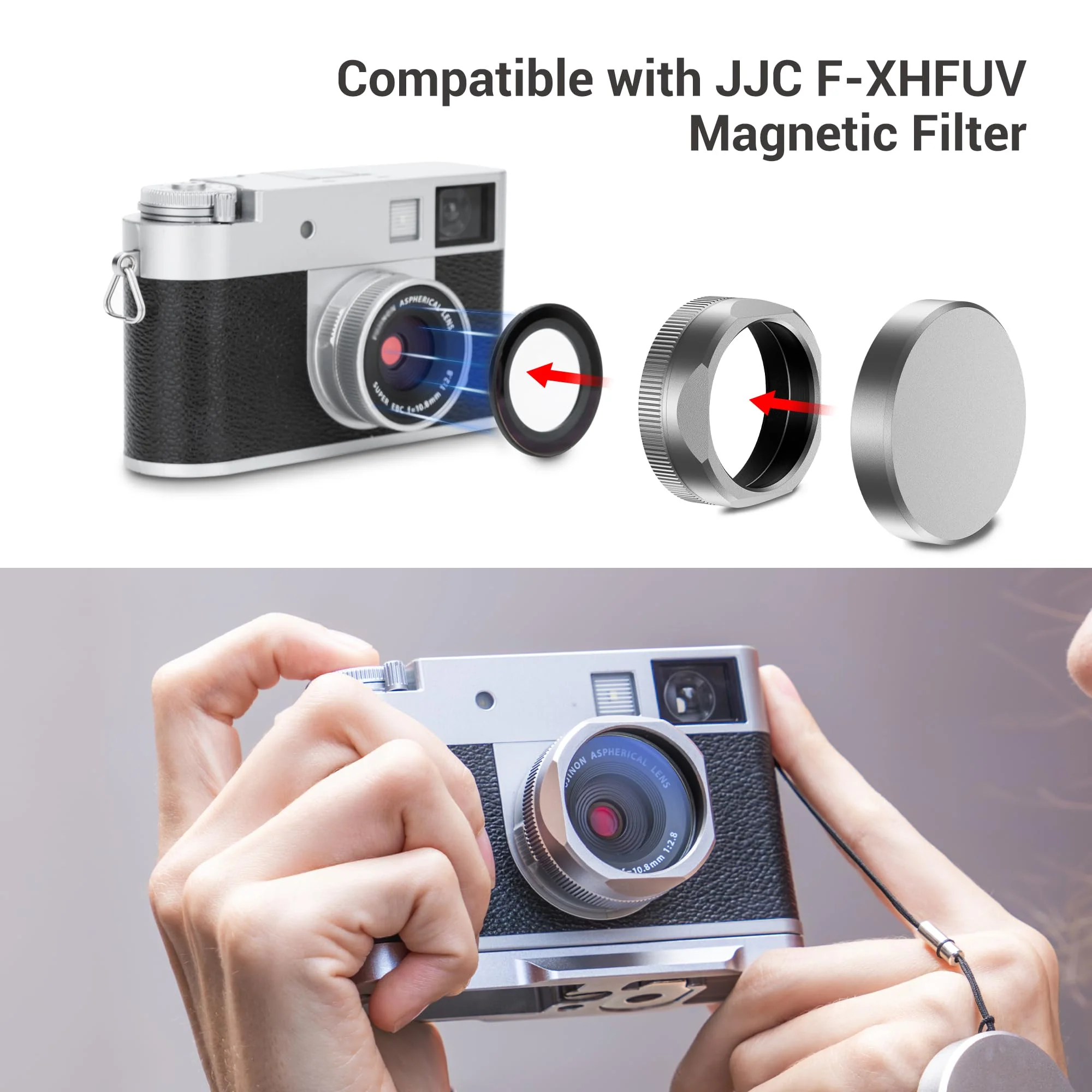 Metal Square X Half Lens Hood Sun Shade with Lens Cap for Fuji Fujifilm X Half Xhalf Digital Camera, Protective Cover Shading Hood Protector, Block Stray Light Reduce Flare - Black Black for Fujifilm X Half - Image 3