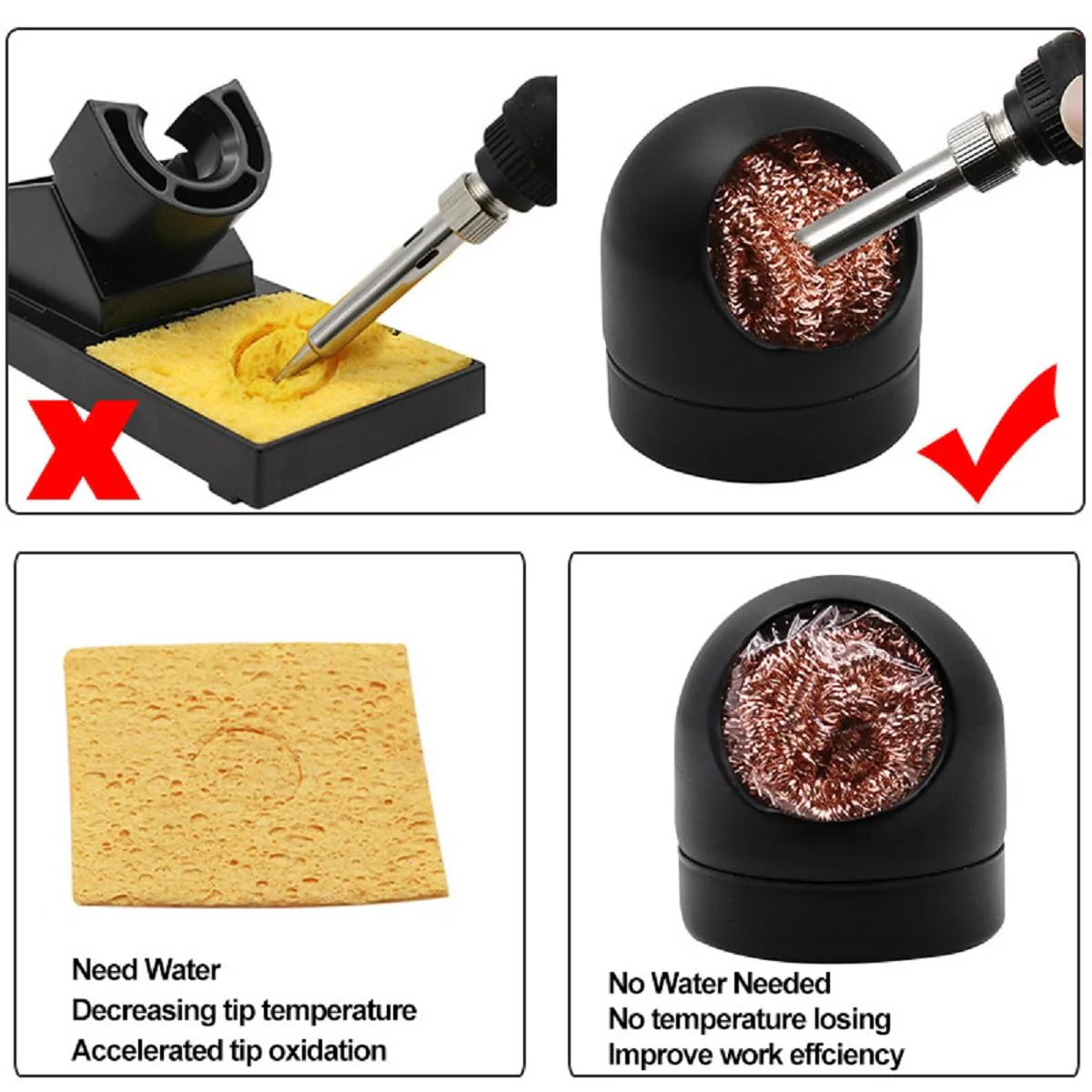 Metal Tip Cleaner, Soldering Tip Cleaning Wire with Brass Wool, Soldering Tip Cleaner, Brass Tips Cleaning Soldering Iron Cleaner Soldering Iron Tip Cleaner 1 Soldering Iron Holder 2 Spiral Wool - Image 6