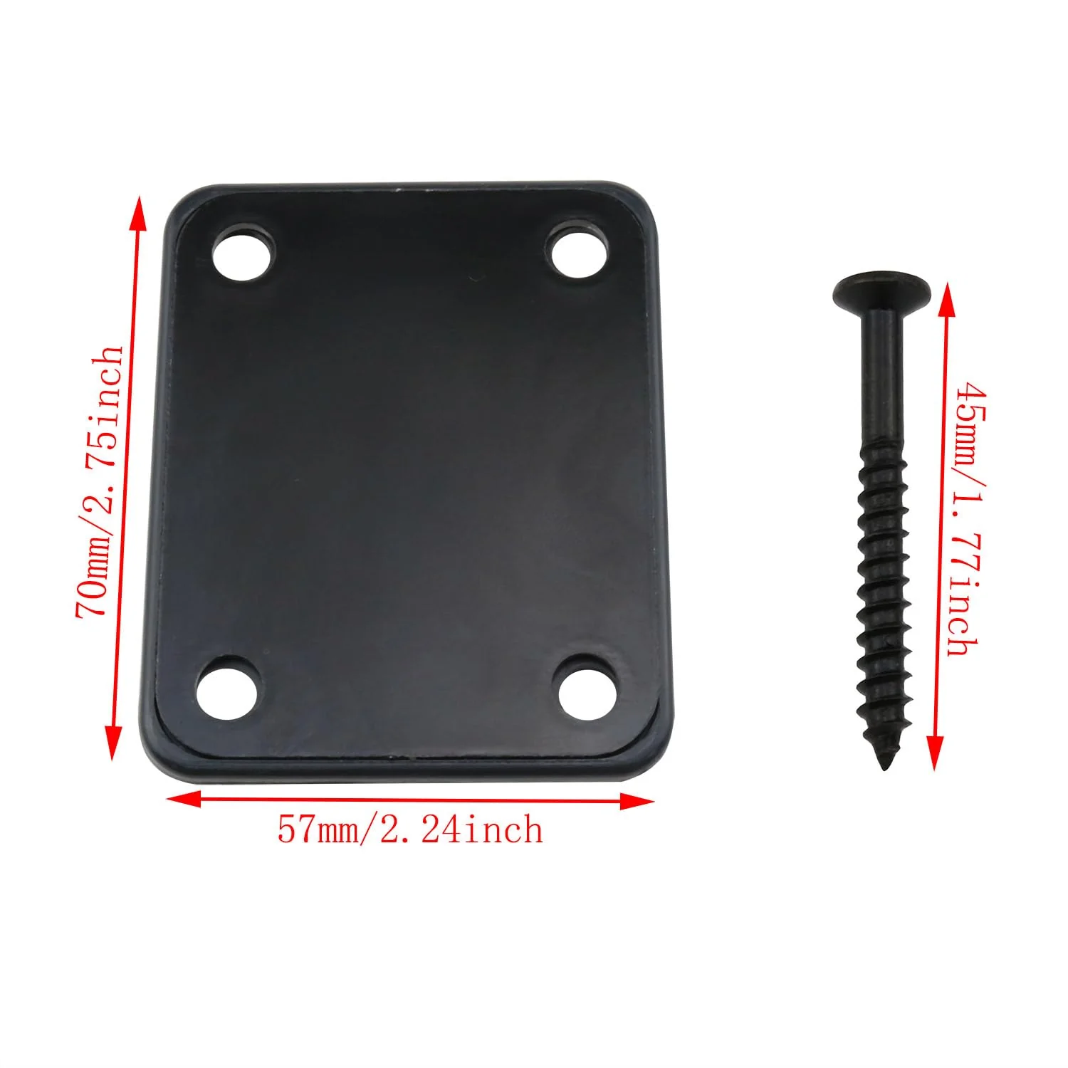 MetalGuitar Neck Plate Metal Guitar Neck Joint Plates Compatible with guitar parts such as Strat Tele style electric guitar bass (black) -1PCS - Image 3