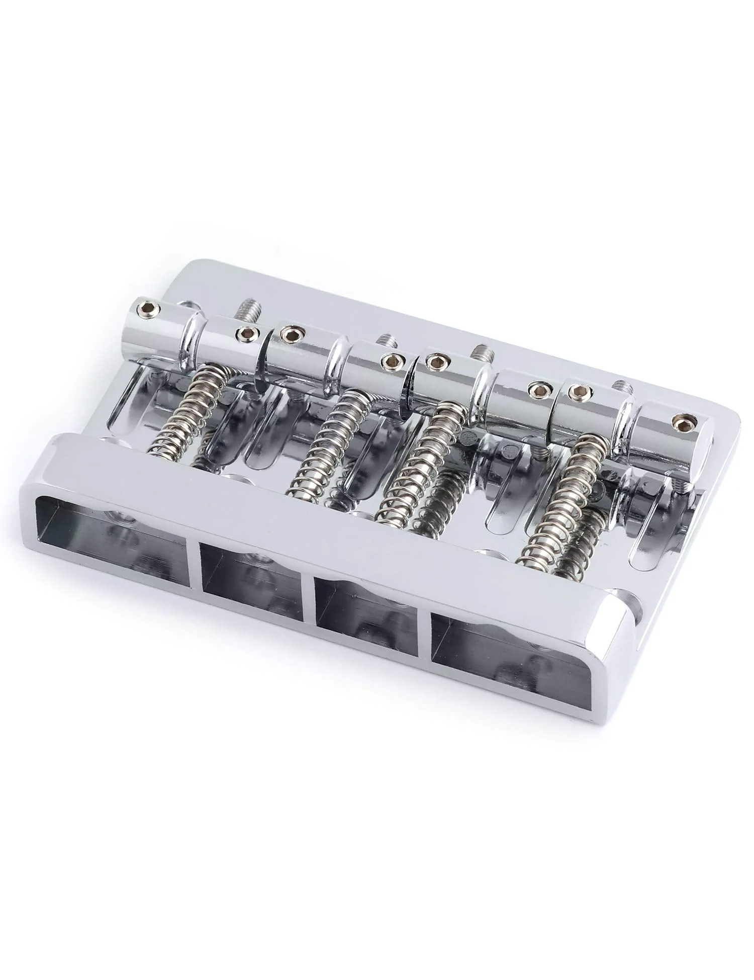 Metallor 4 String Bass Bridge Tailpiece Fixed Saddles for Electric Bass Guitar Jazz Bass or Precision Bass Chrome. - Image 3