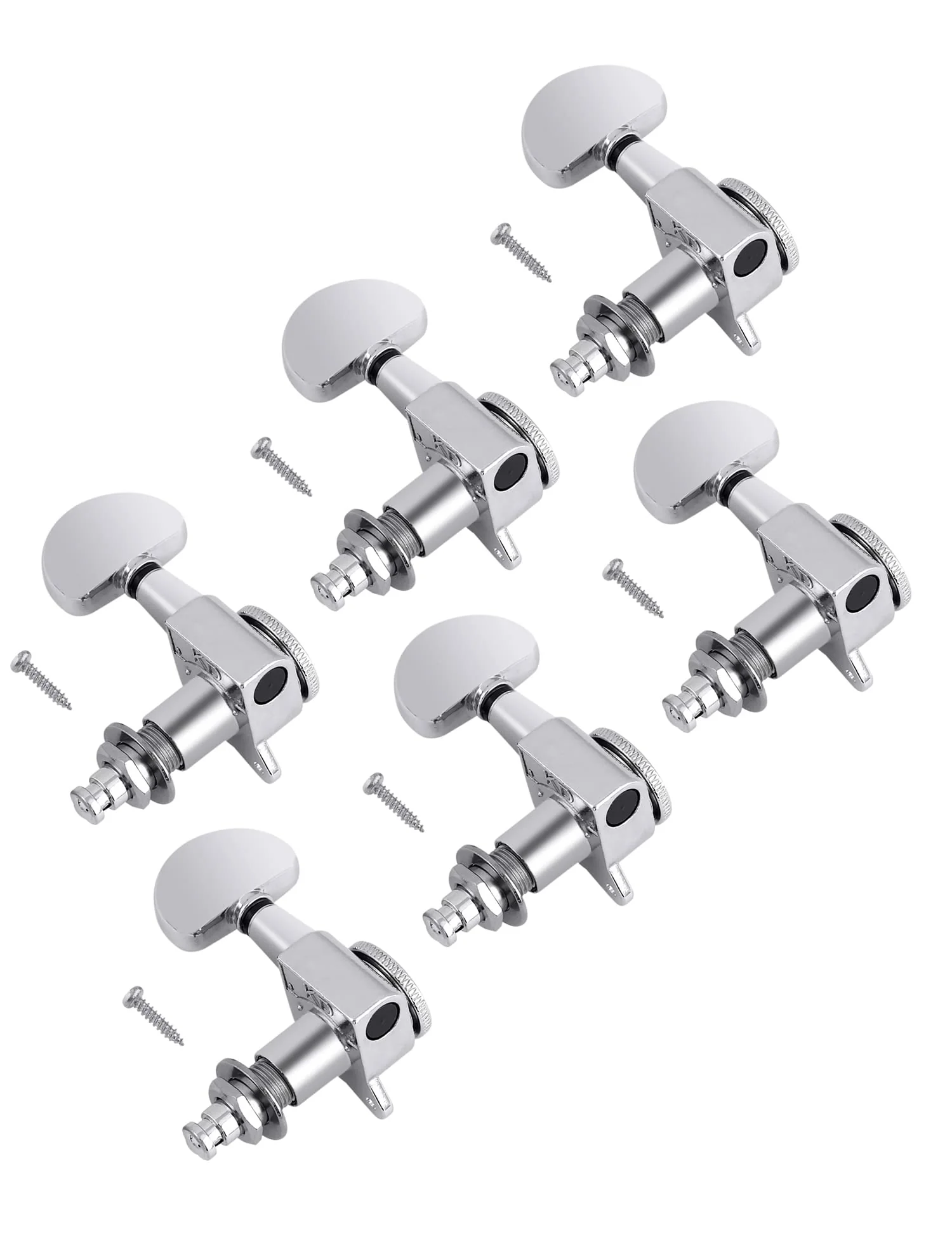 Metallor Locking Guitar String Tuning Pegs Tuning Keys Machine Heads Tuners 1:18 Gear Ratio 6 In Line for Right Handed Electric Guitar or Acoustic Guitar Parts Accessories Half Round Head Chrome. - Image 2