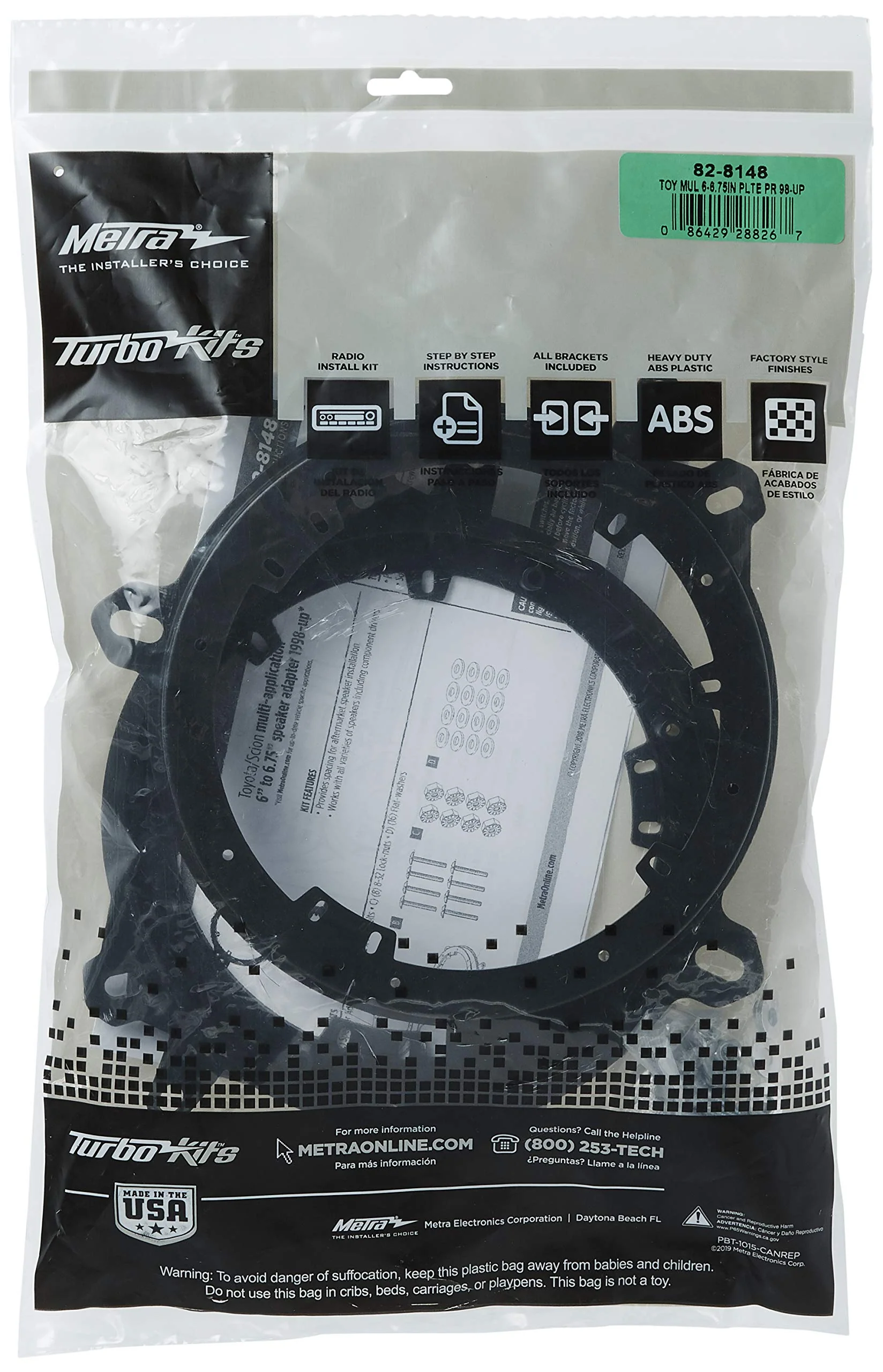 Metra 82-8148 6" to 6-3/4" Speaker Adapter for Select Toyota/Lexus/Scion 1998-Up Vehicles, Black - Image 4