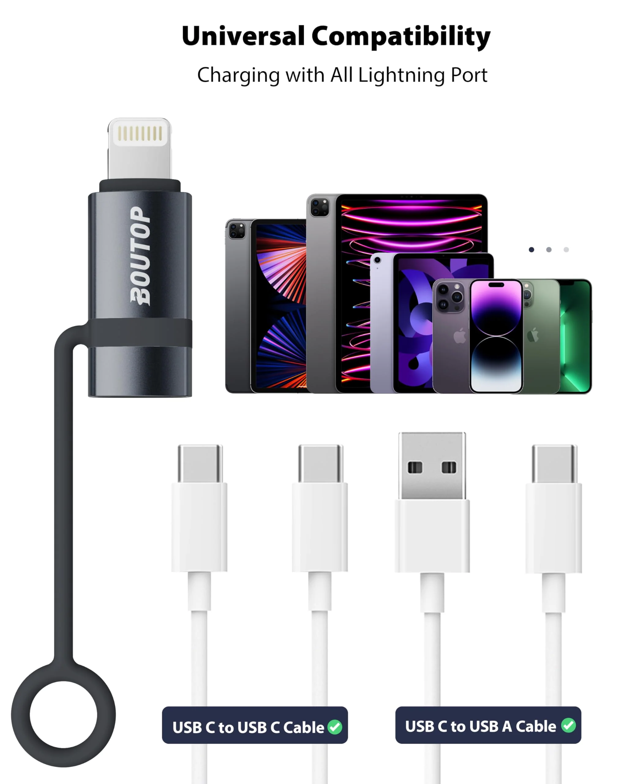 [MFi Certified] 36W USB C to Lightning Cable Adapter, Support Data Sync/PD Fast Charging Compatible with iPhone iPad AirPods, with Anti-Lost Holder - 2 Pack Dark Gray 2 Packs - Image 6