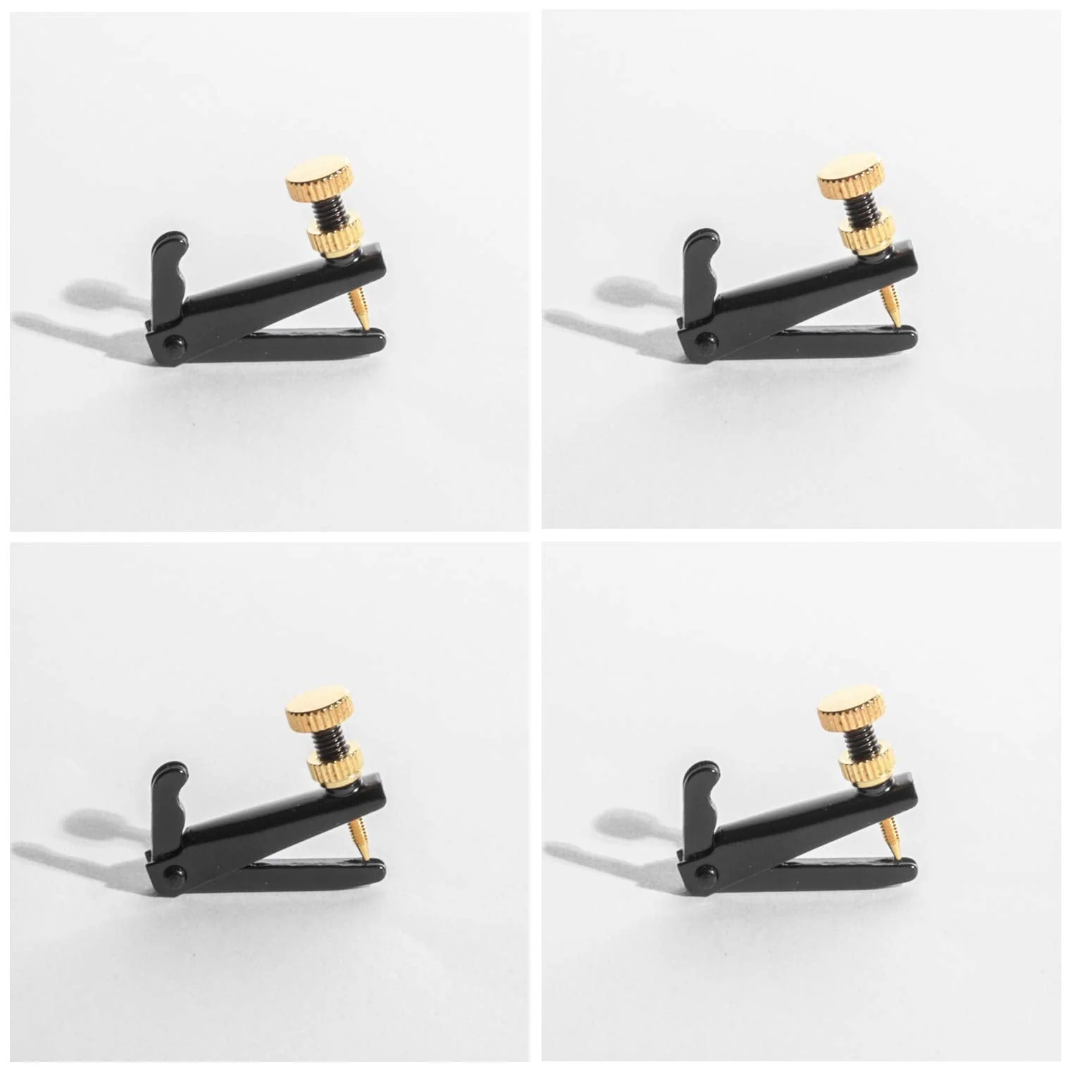 MI&VI Violin Fine Tuners - Stainless Steel Adjusters, Black/Gold, 4 Pcs (3/4-4/4 Size) Black/Gold, Size 3/4-4/4