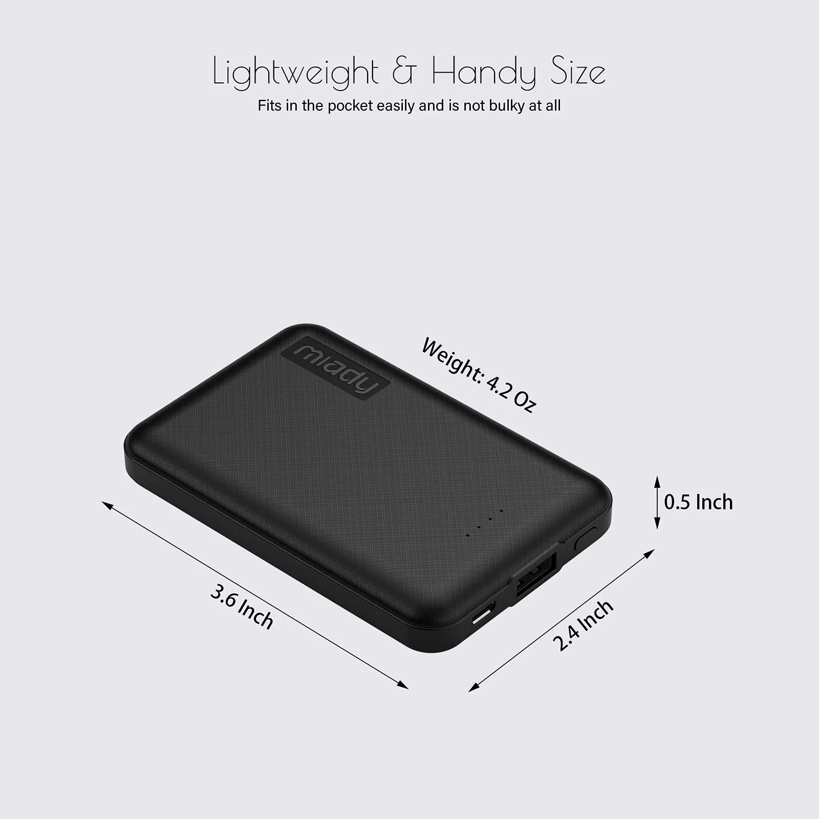 Miady 2-Pack 5000mAh Mini Portable Charger, 5V 2.4A USB-C Output Fast Charging Battery Pack Travel Small Power Bank Phone Charger Compatible with iPhone 16/15 Samsung S24/S22 Google iPad Android etc White+Black - Image 6