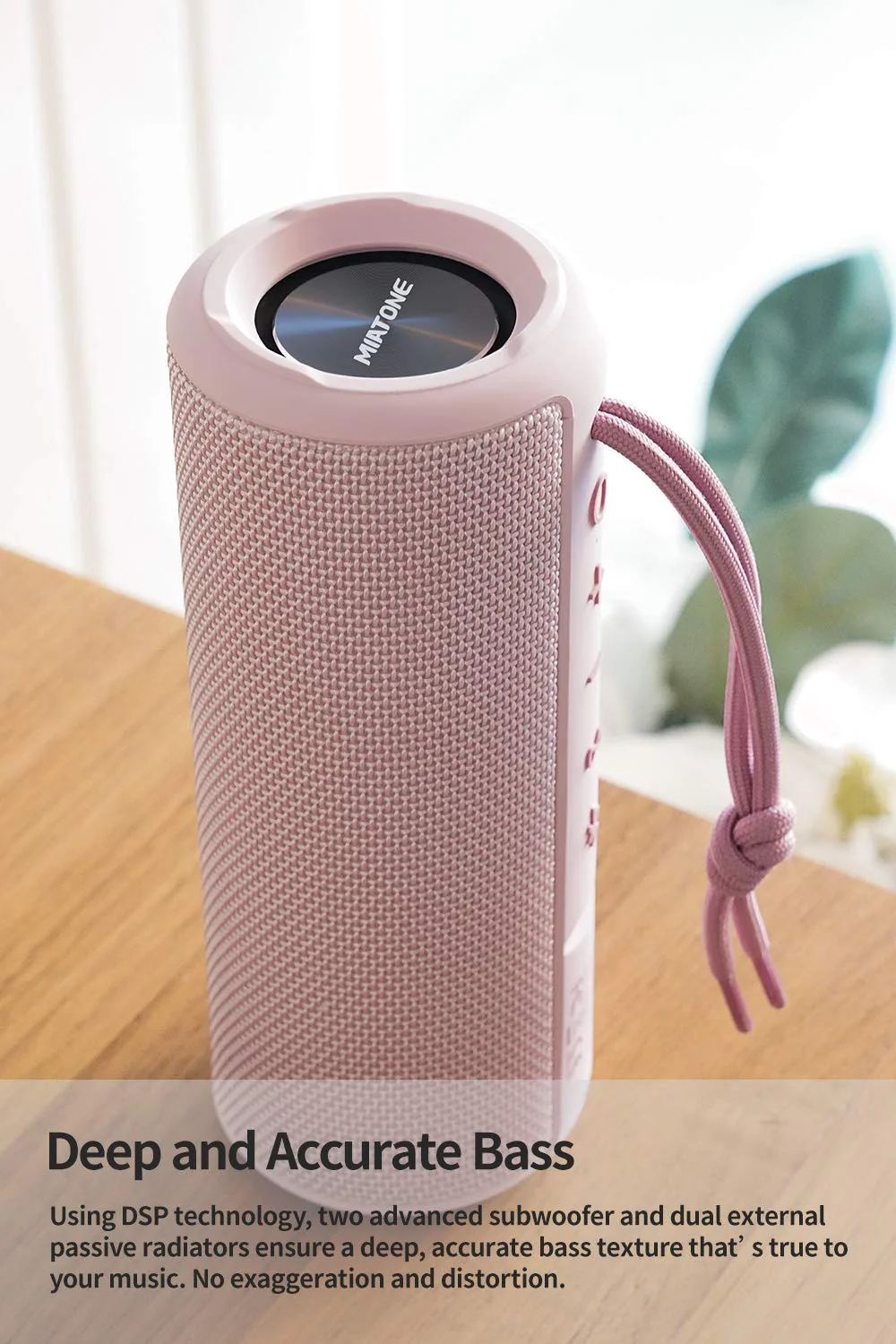 MIATONE Outdoor Portable Bluetooth Speaker Wireless Waterproof - Pink - Image 2