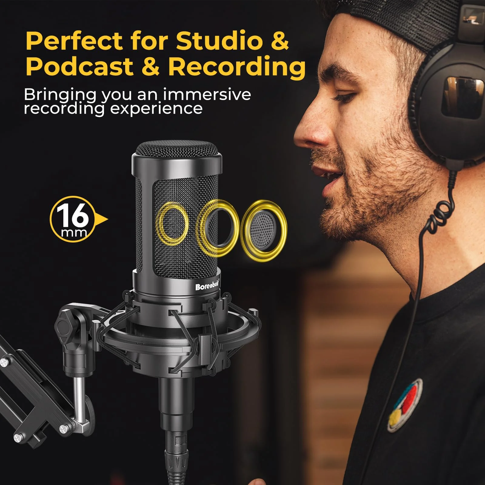 Mic for Asmr, for Audio Interface Cardioid Condenser Microphone XLR, Studio Recording microfono condensador with Shock mounts and Microphone Cable for Podcasting Music Voice-Over - Image 3