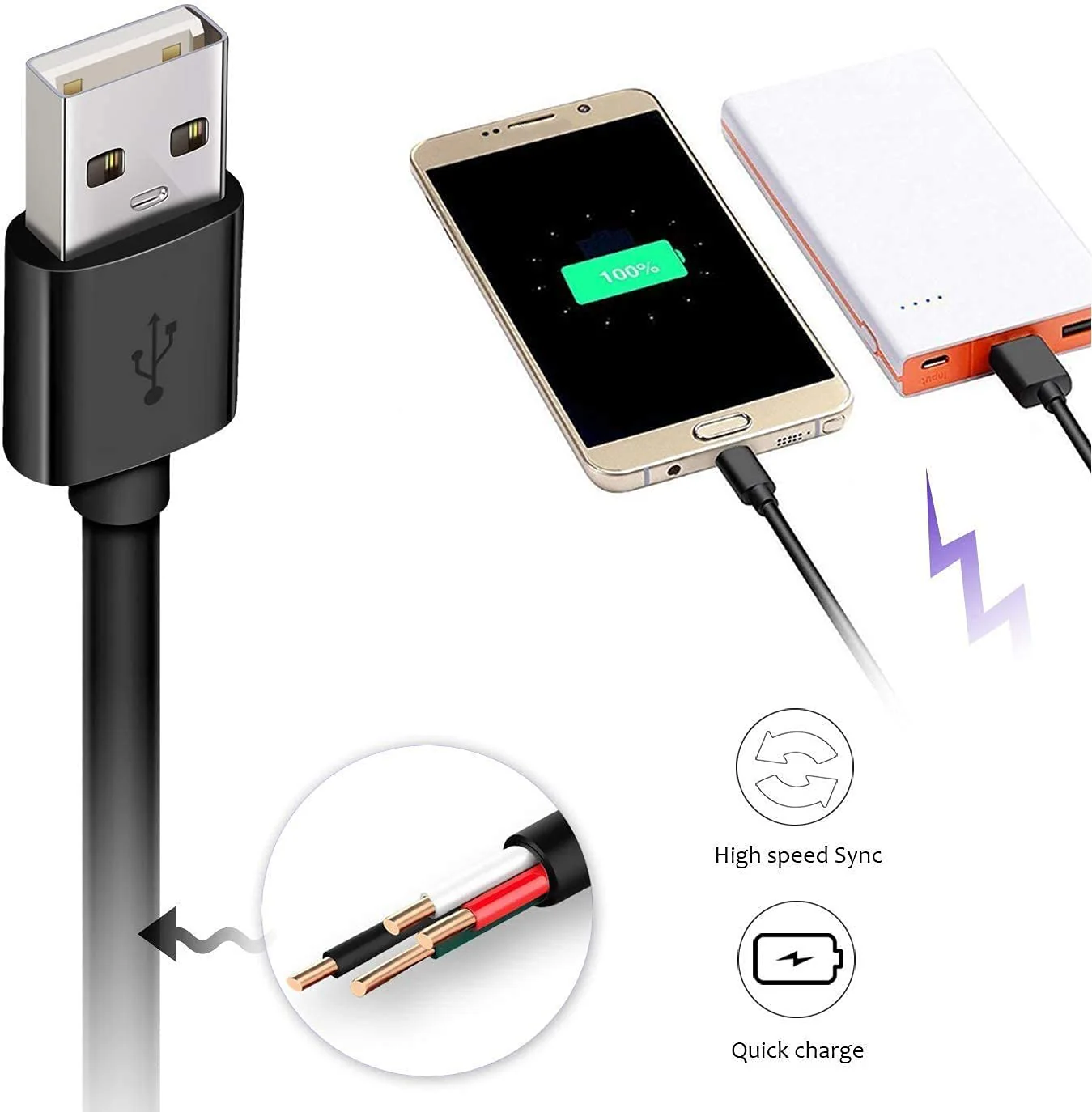 Micro USB Cable,2Pack Extra Long Android Charger Cable 10Ft 6Ft, EnduringFast Phone Charger Cord Android USB Charging Cable Fit for Samsung Galaxy S7 S6 S7 Edge S5,Note 5 4,LG G4,HTC,PS4,Camera,MP3 - Image 3