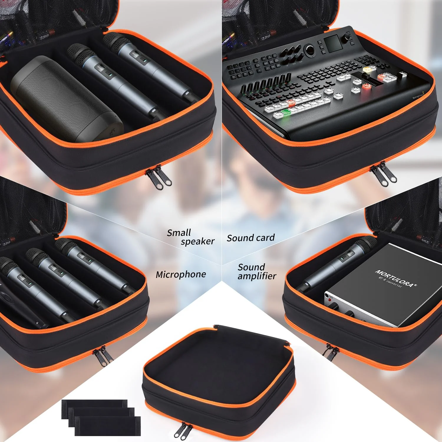 Microphone Case,Wireless Microphone Bag,Portable Storage Case,8 Slots Mic Carrying Box Bags-Travel Adjustable Foam Box,Fits Singing,Karaoke,Party(Bag Only) - Image 3