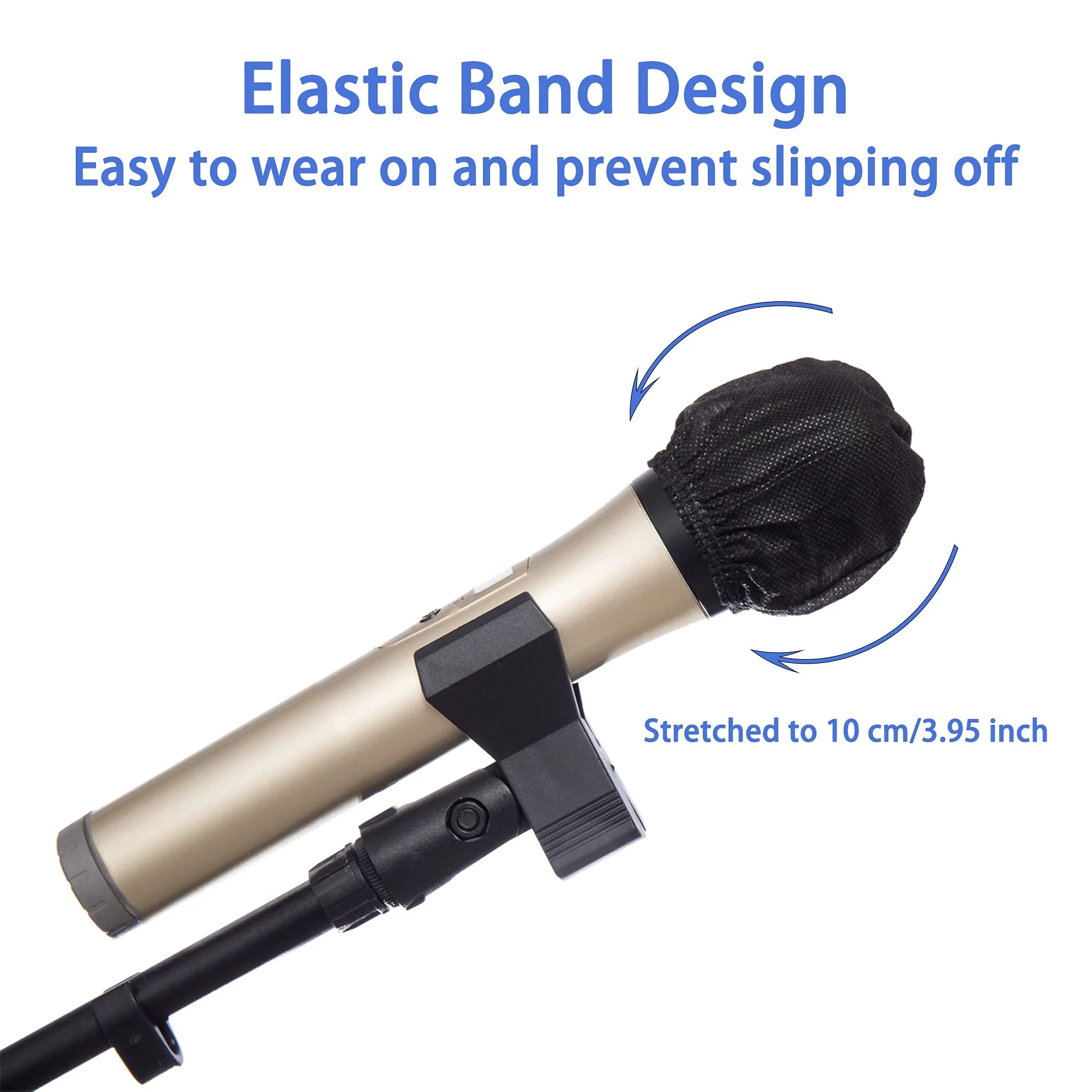 Microphone Cover Pop Filter 800 PCS, Disposable Mic Cover with Individual Packing, Microphone Protector Suit for Most Handheld Microphones, Non-woven, Black 800 PCS-Black - Image 3