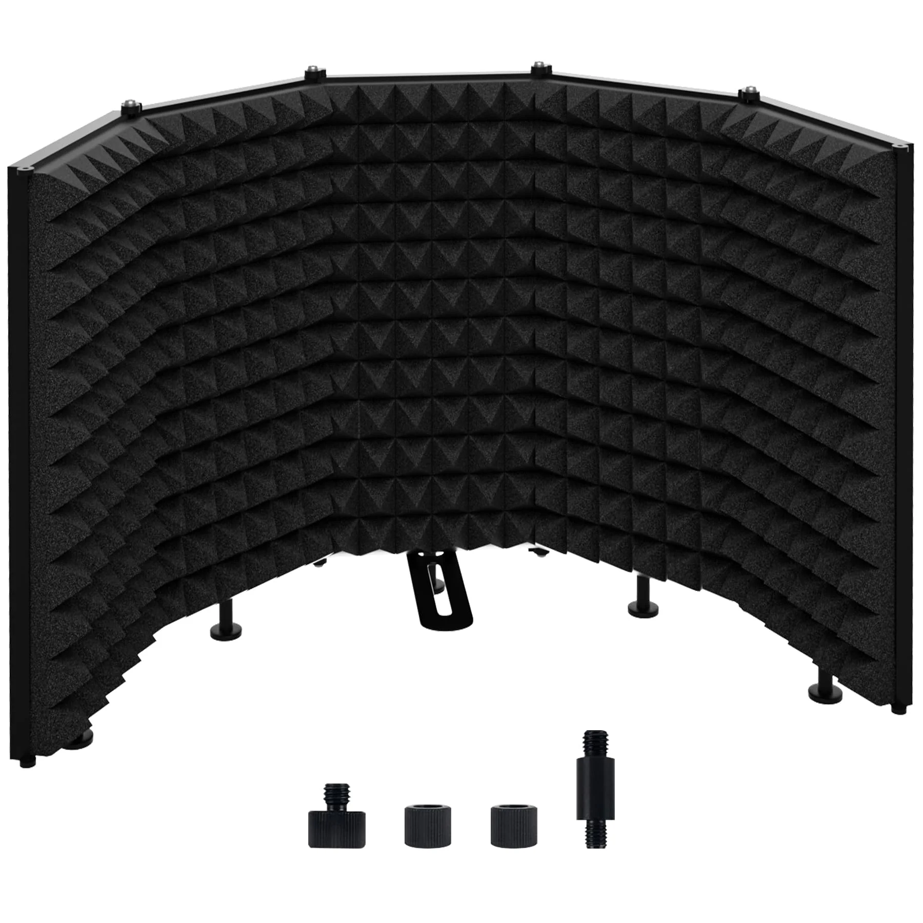 Microphone Isolation Shield – Foldable & Adjustable Soundproof Panel for Recording, Podcasting, Vocal Booth, Studio & Home Use (Five sides without stand) Five sides without stand