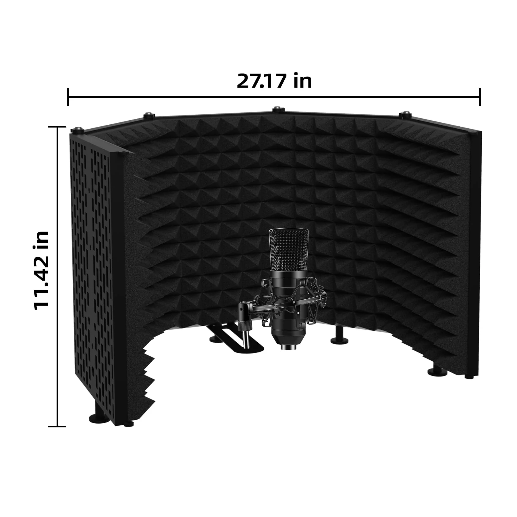 Microphone Isolation Shield – Foldable & Adjustable Soundproof Panel for Recording, Podcasting, Vocal Booth, Studio & Home Use (Five sides without stand) Five sides without stand - Image 7