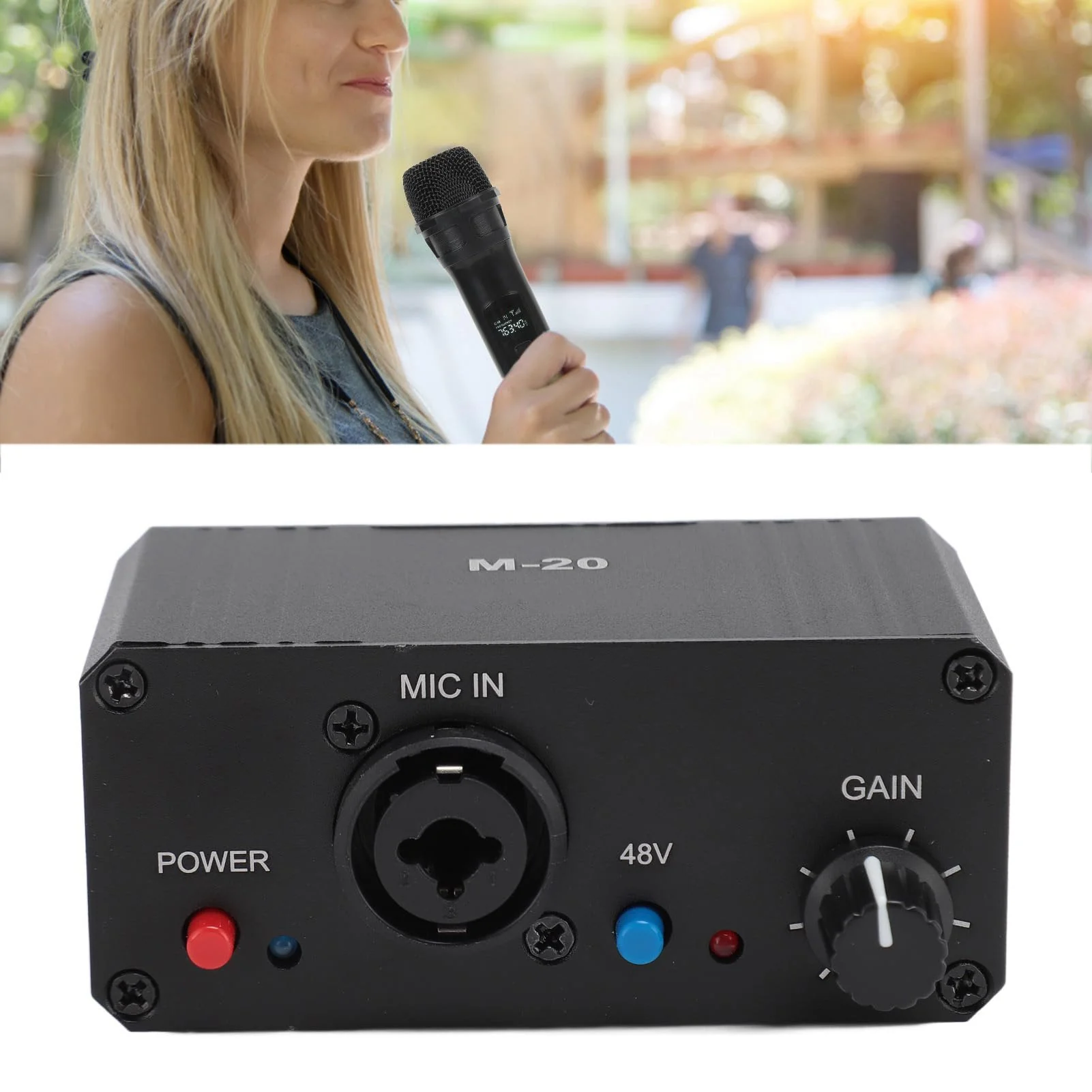 Microphone Preamp, 48V Power Mic Preamplifier XLR Output Microphone Preamp Booster, Mini Microphone Preamp for Dynamic and Condenser Mic - Image 7