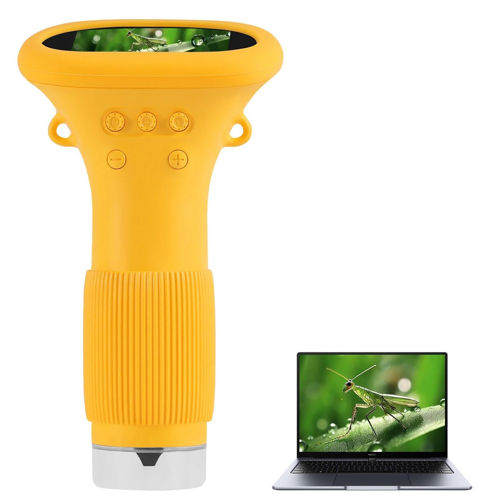 Microscope, Digital Microscope,Holding Magnifying Glasses，2’’ IPS,2 MP,4 Zoom Buttons,1000x Magnification,Observe Circuit Boards/Plants/Coins/Hair/Insects,Christmas,Birthday,Edu Gifts. Yellow
